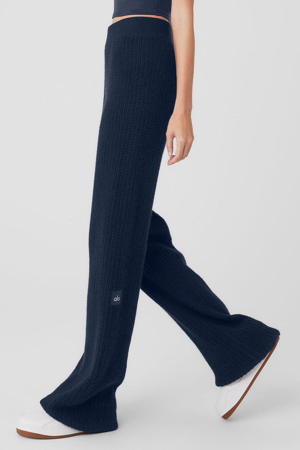 Alo Yoga Cashmere High-Waist Plush Waffle Naisten Housut Laivastonsininen | Suomi  4751-MKXPN