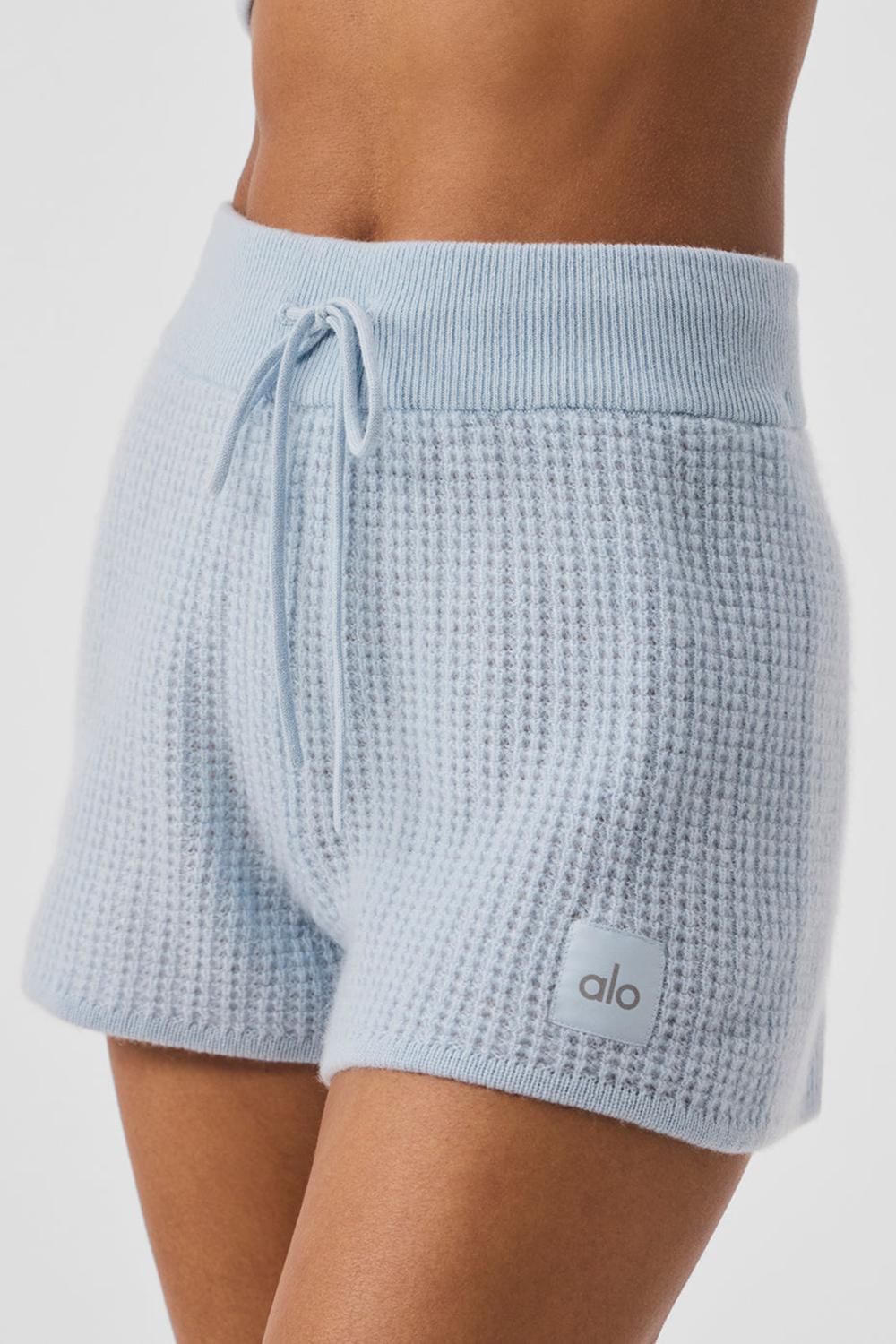 Alo Yoga Cashmere High-Waist Plush Waffle Naisten Shortsit Sininen | Suomi  2506-YAIRW