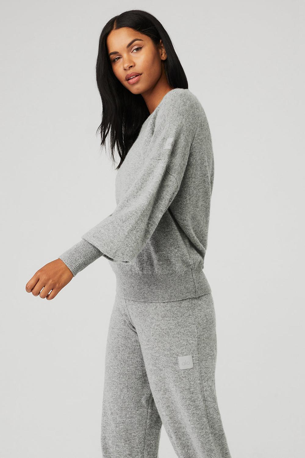 Alo Yoga Cashmere Jet Set Crew Naisten Puserot Harmaat | Suomi  8946-KHSUJ