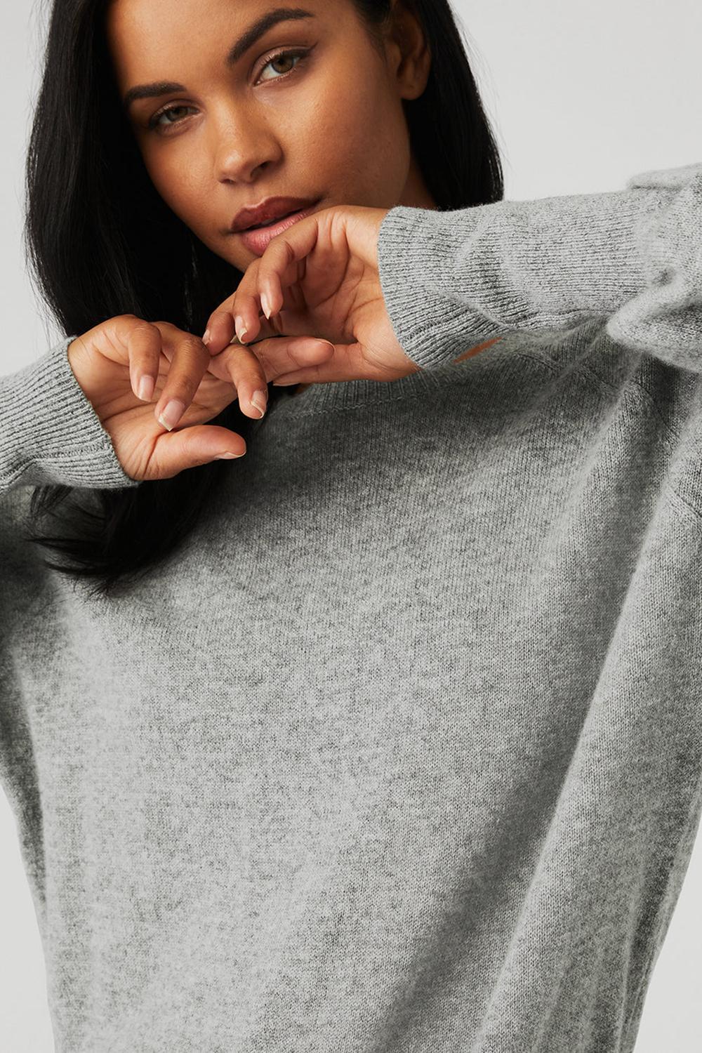 Alo Yoga Cashmere Jet Set Crew Naisten Puserot Harmaat | Suomi  8946-KHSUJ