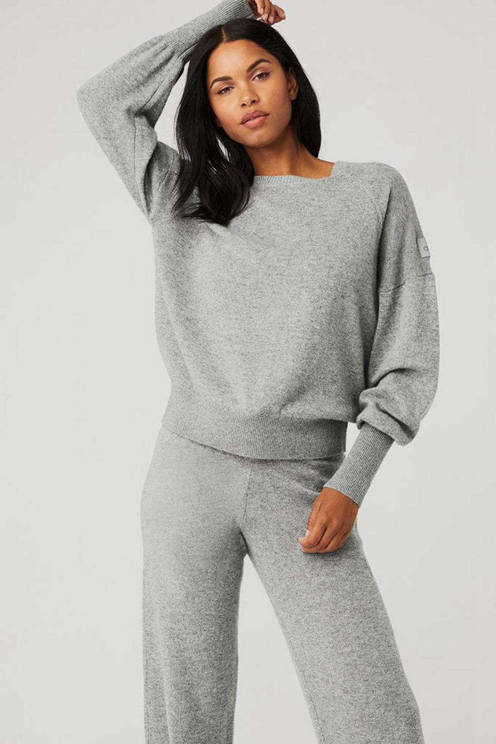 Alo Yoga Cashmere Jet Set Crew Naisten Puserot Harmaat | Suomi  8946-KHSUJ