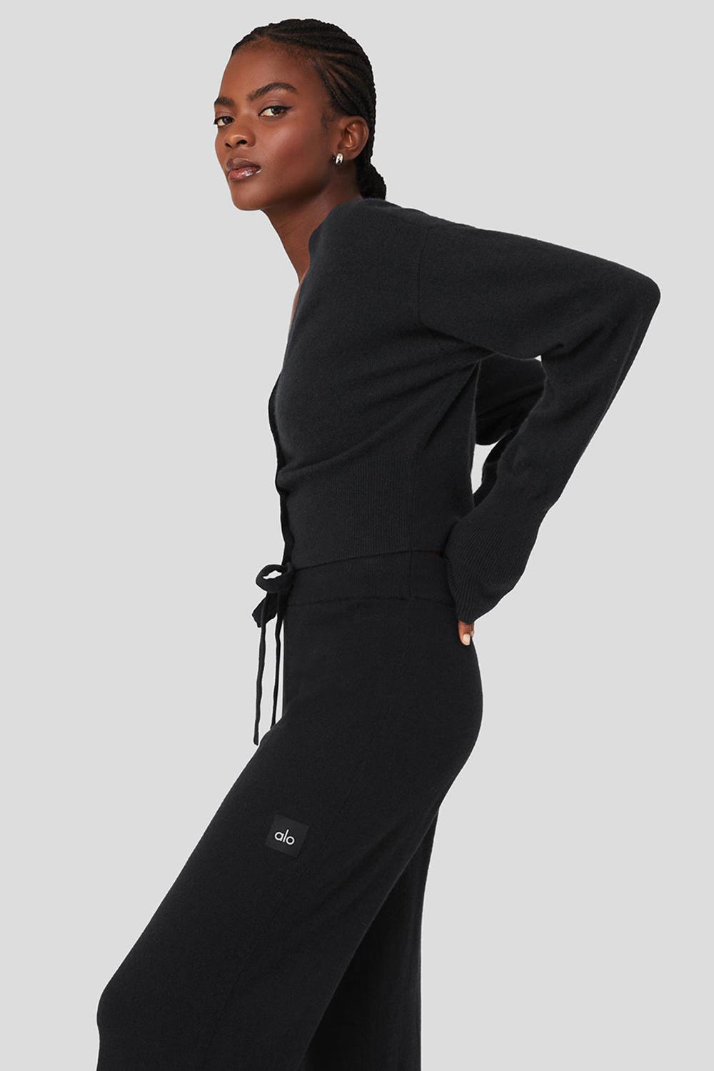 Alo Yoga Cashmere Jet Set Naisten Neuletakki Mustat | Suomi  3879-UYFWD