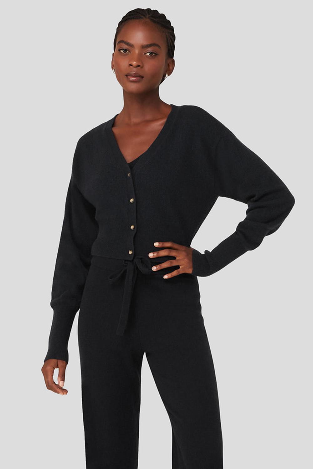 Alo Yoga Cashmere Jet Set Naisten Neuletakki Mustat | Suomi  3879-UYFWD