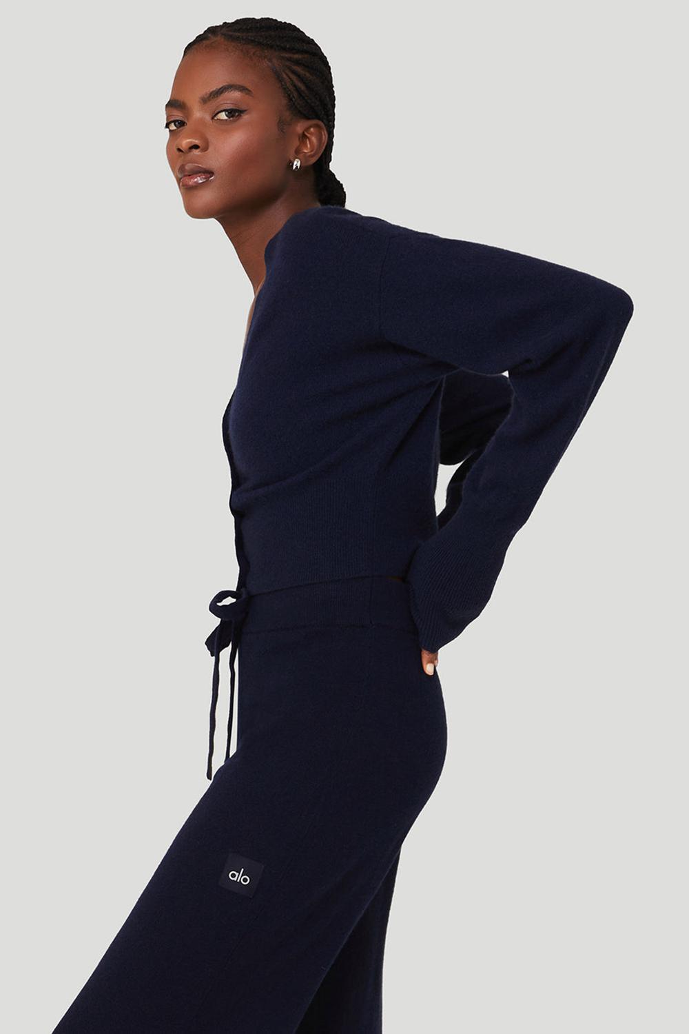 Alo Yoga Cashmere Jet Set Naisten Neuletakki Laivastonsininen | Suomi  4095-CUEAK