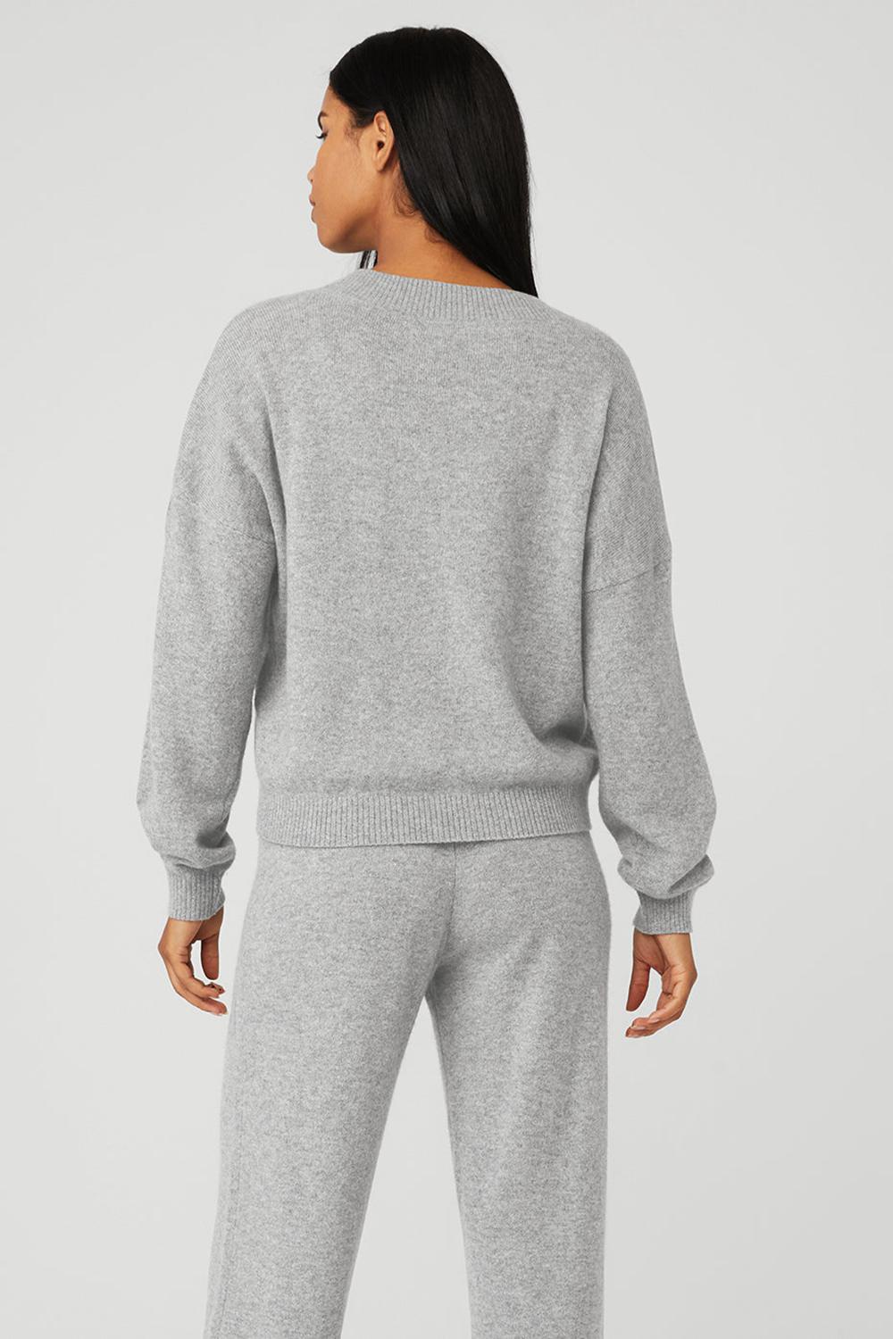 Alo Yoga Cashmere Jet Set V-Neck Naisten Villapusero Harmaat | Suomi  1672-QCLRU