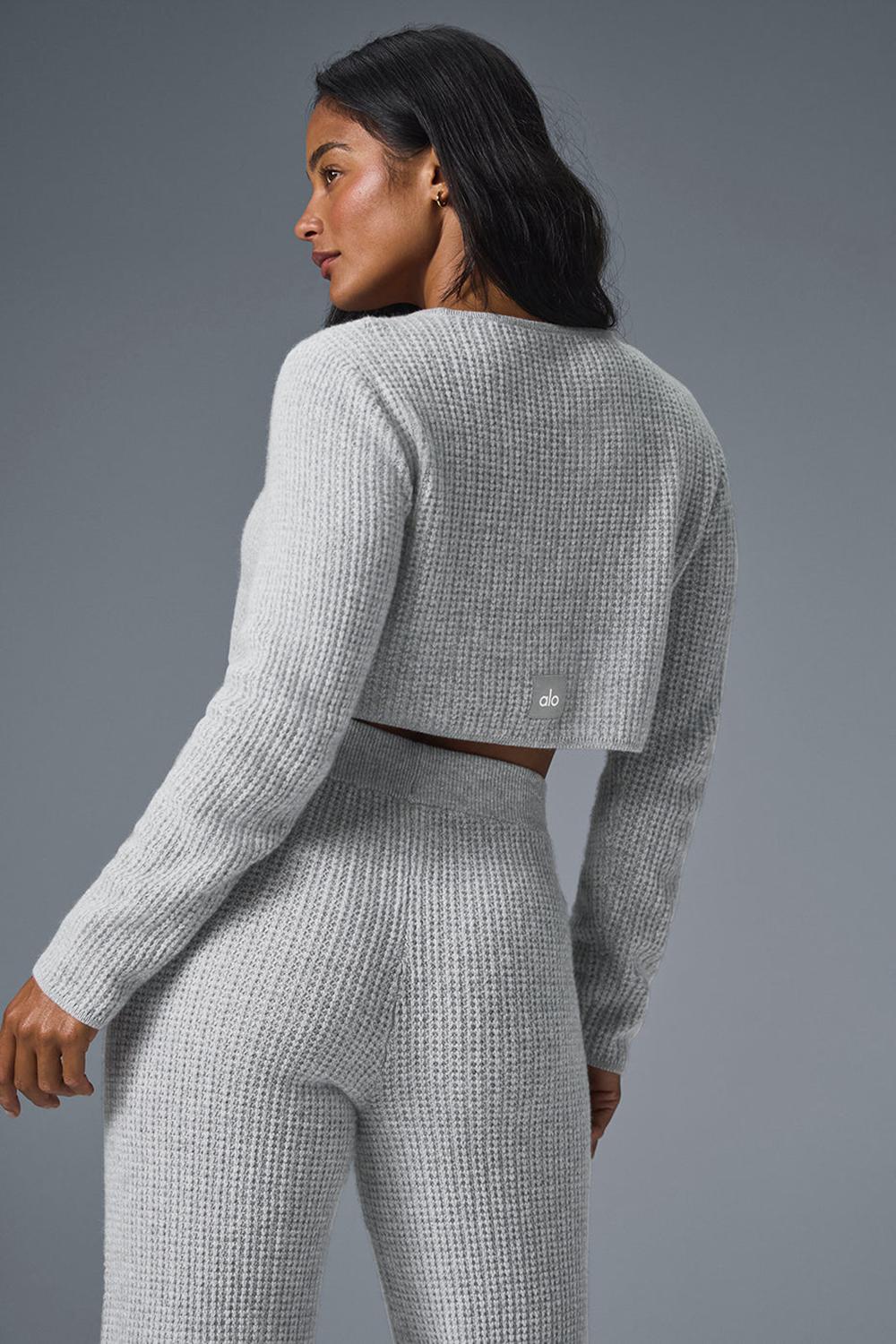 Alo Yoga Cashmere Plush Waffle Cropped Naisten Pitkähihainen Harmaat | Suomi  7149-RYIQB