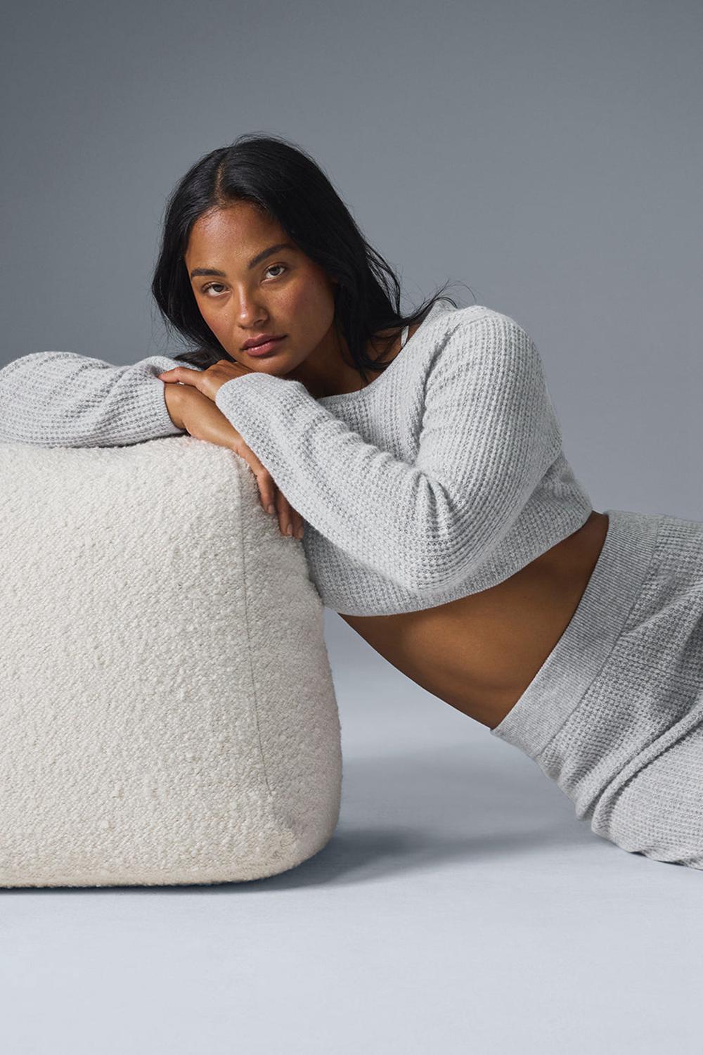 Alo Yoga Cashmere Plush Waffle Cropped Naisten Pitkähihainen Harmaat | Suomi  7149-RYIQB