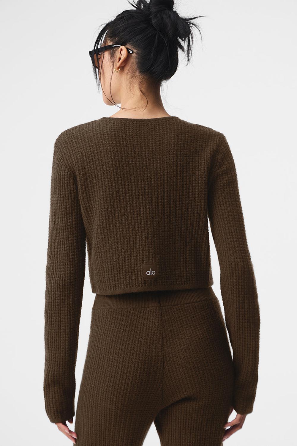 Alo Yoga Cashmere Plush Waffle Cropped Naisten Pitkähihainen Espresso | Suomi  3817-CMWHV