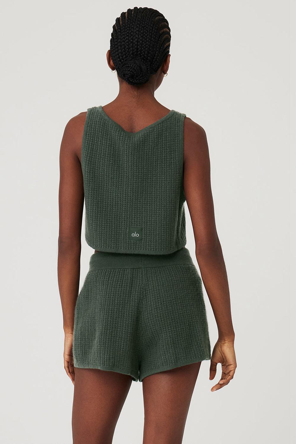 Alo Yoga Cashmere Plush Waffle Cropped Naisten Juoksupaidat Tumman | Suomi  4053-FQCOX