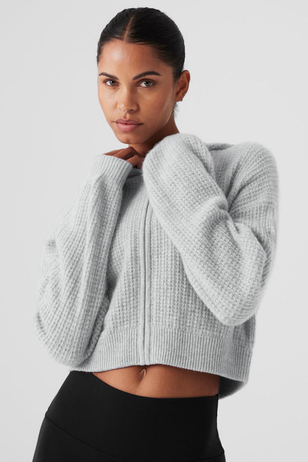 Alo Yoga Cashmere Plush Waffle Full Zip Naisten Huppari Harmaat | Suomi  3657-NBTMZ