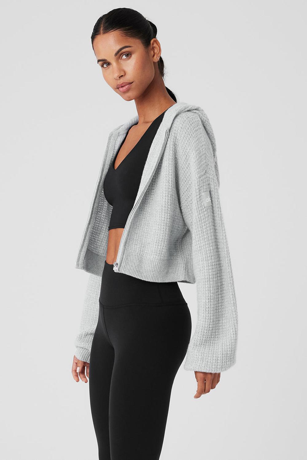 Alo Yoga Cashmere Plush Waffle Full Zip Naisten Huppari Harmaat | Suomi  3657-NBTMZ