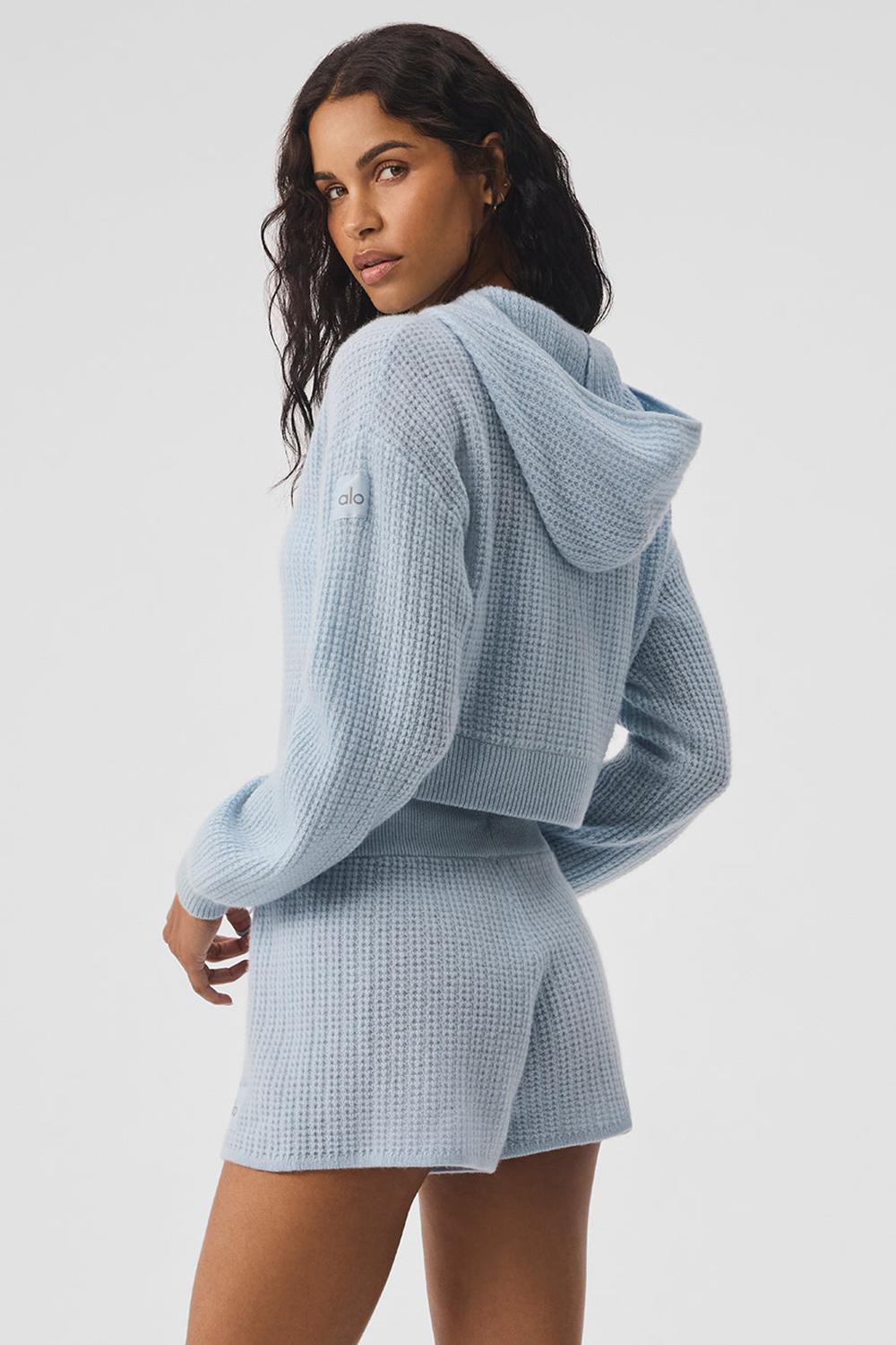 Alo Yoga Cashmere Plush Waffle Full Zip Naisten Huppari Sininen | Suomi  7125-SAKOD