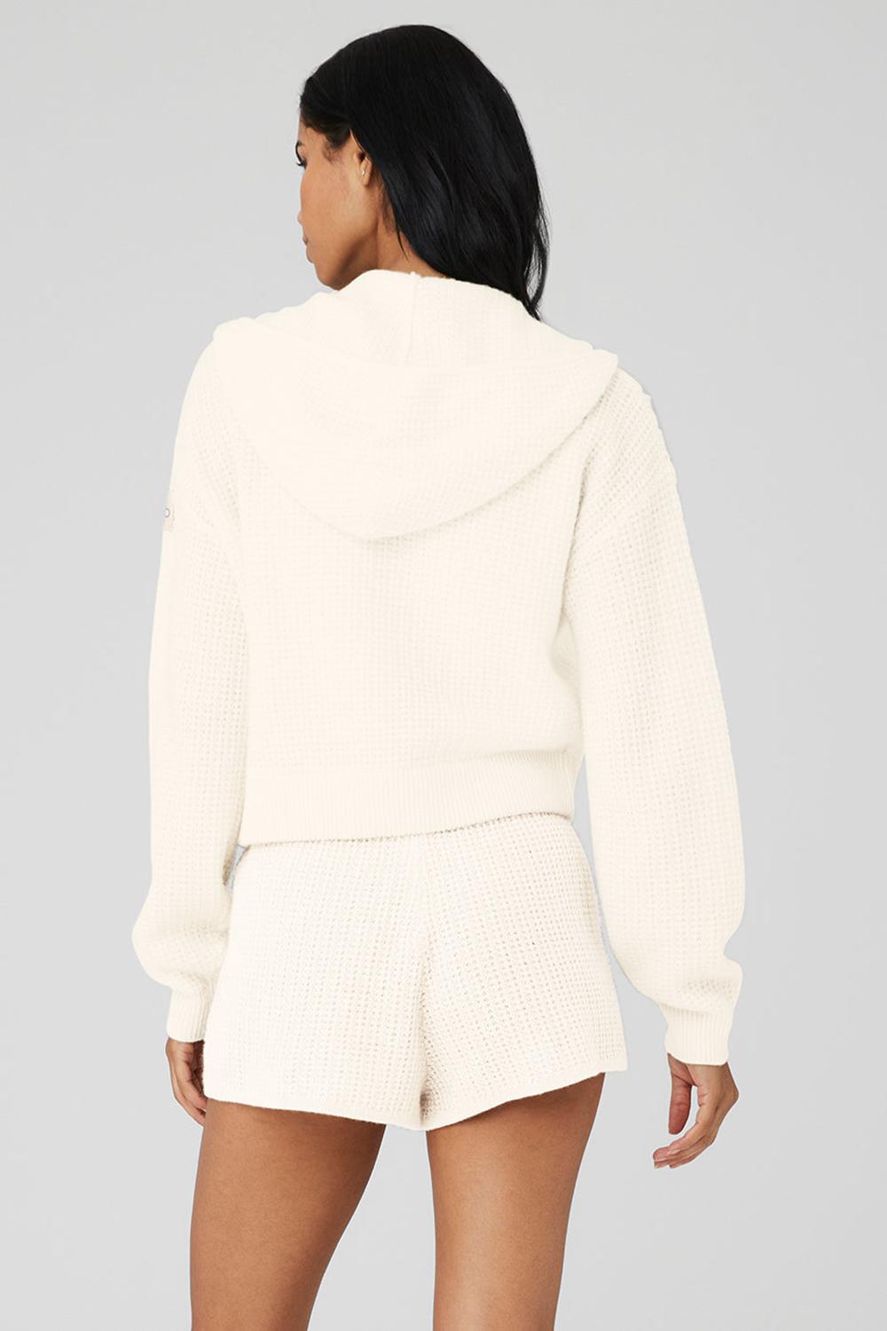 Alo Yoga Cashmere Plush Waffle Full Zip Naisten Huppari Ivory | Suomi  9486-QMJRI