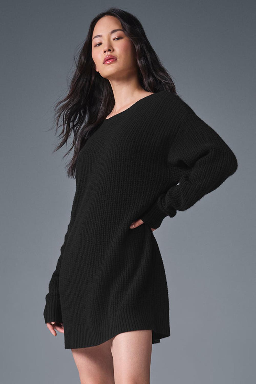 Alo Yoga Cashmere Plush Waffle Naisten Mekko Mustat | Suomi  8036-ITPZQ