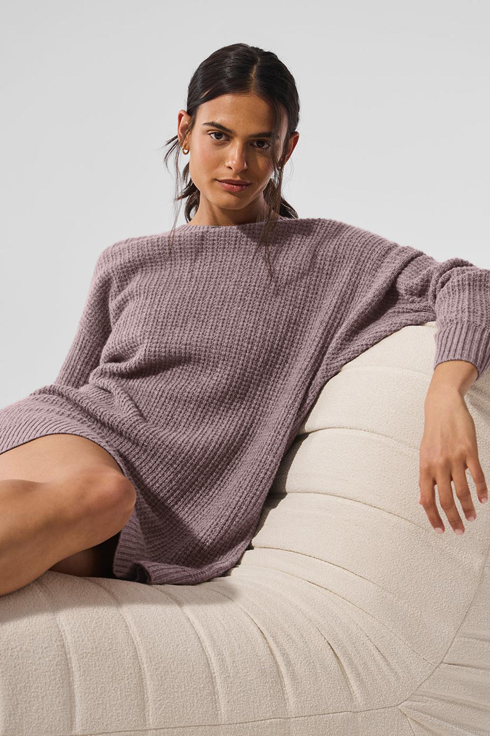 Alo Yoga Cashmere Plush Waffle Naisten Mekko Mushroom Heather | Suomi  0942-GVOTA