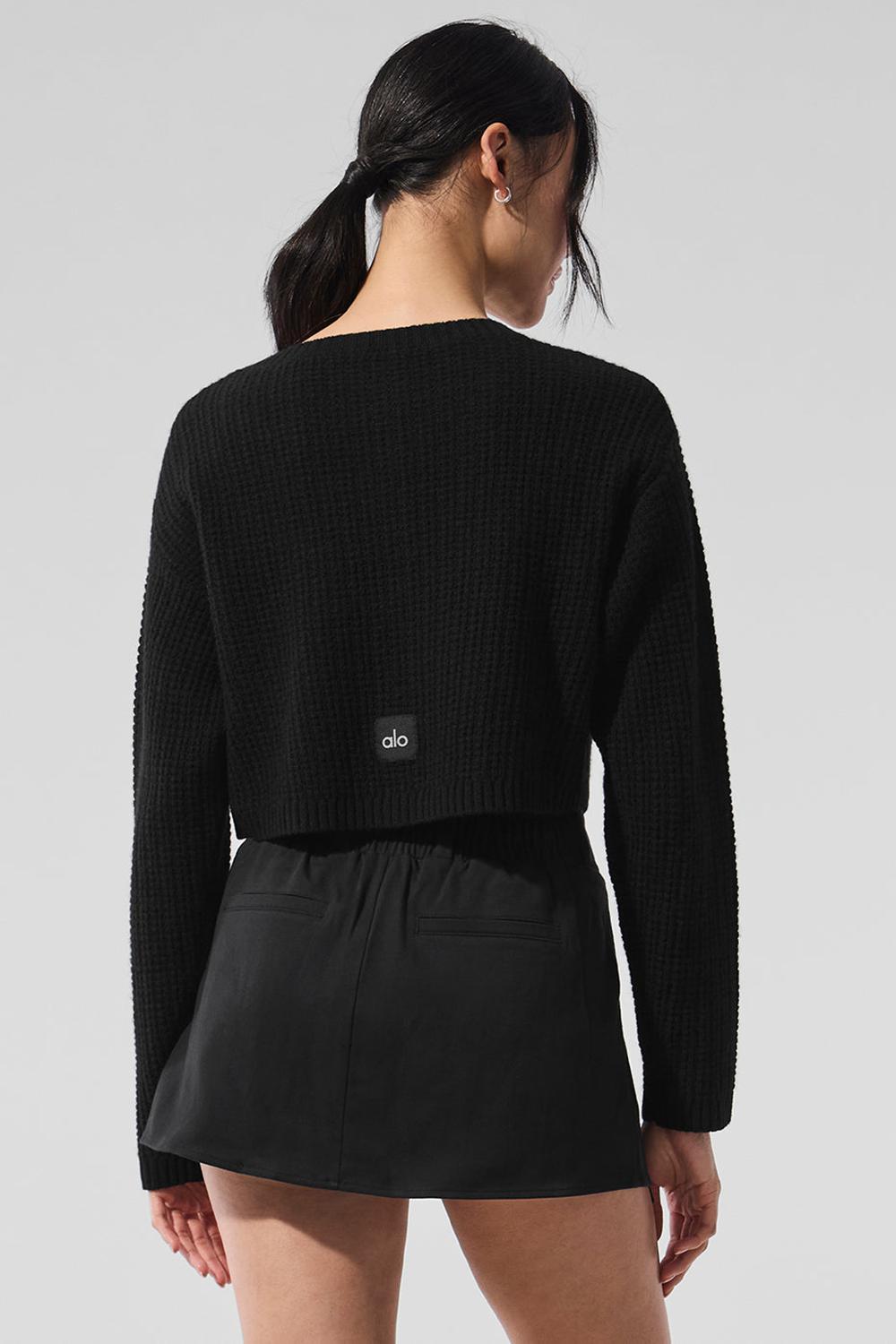 Alo Yoga Cashmere Plush Waffle Naisten Neuletakki Mustat | Suomi  3841-LDYHS