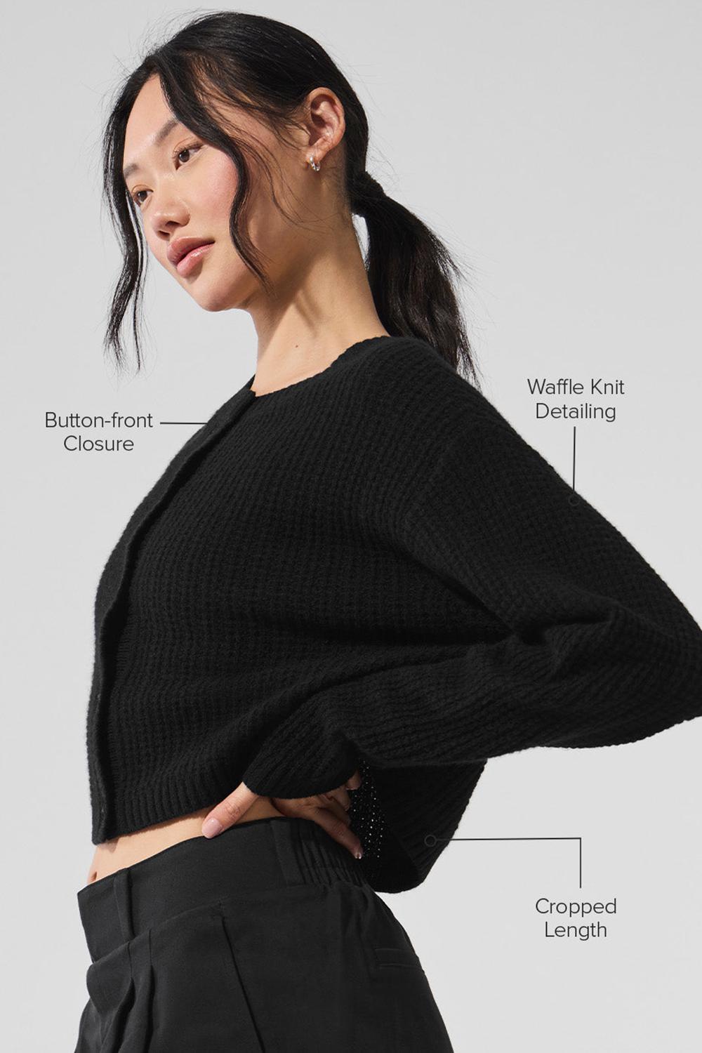 Alo Yoga Cashmere Plush Waffle Naisten Neuletakki Mustat | Suomi  3841-LDYHS