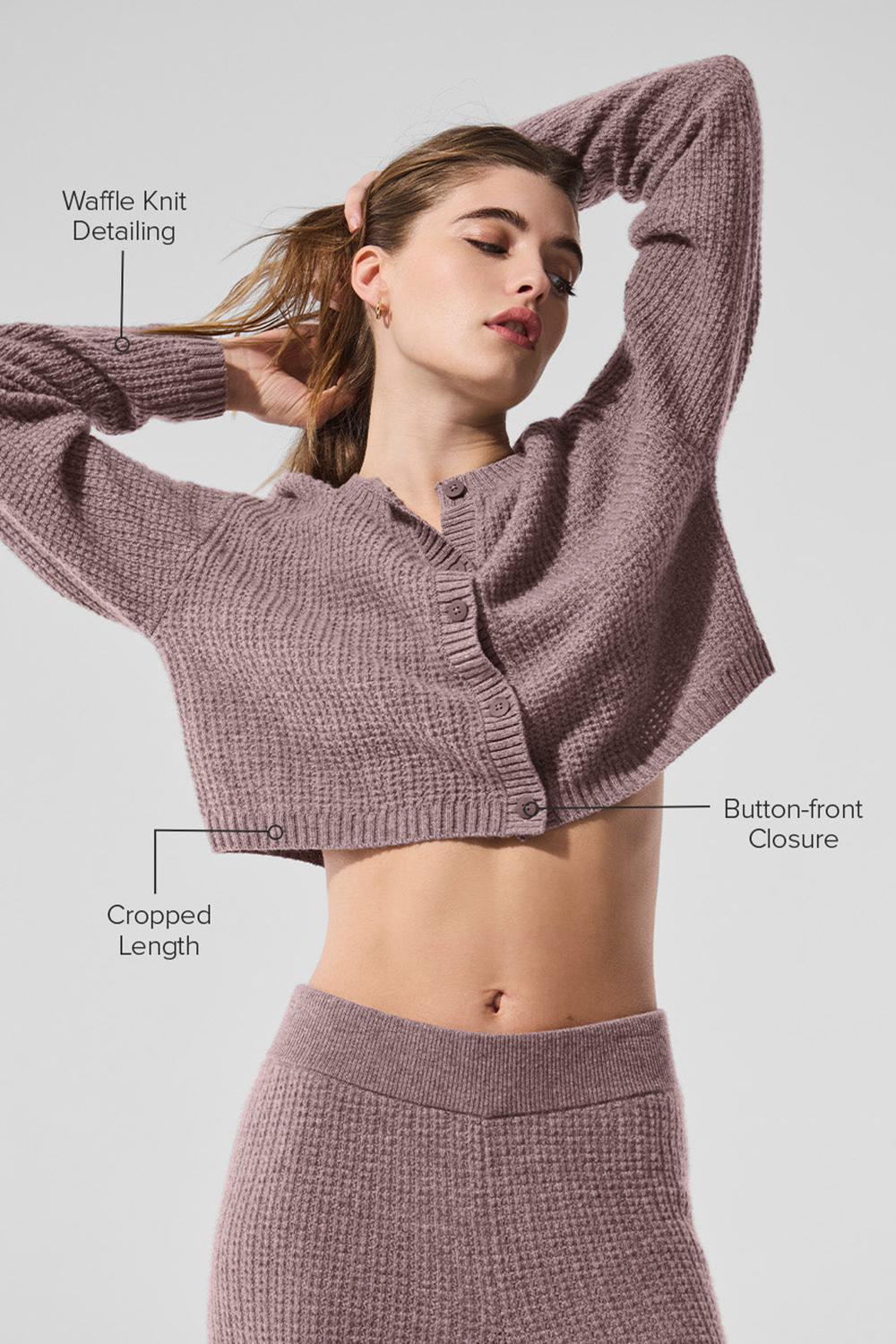 Alo Yoga Cashmere Plush Waffle Naisten Neuletakki Mushroom Heather | Suomi  8359-PUKVW