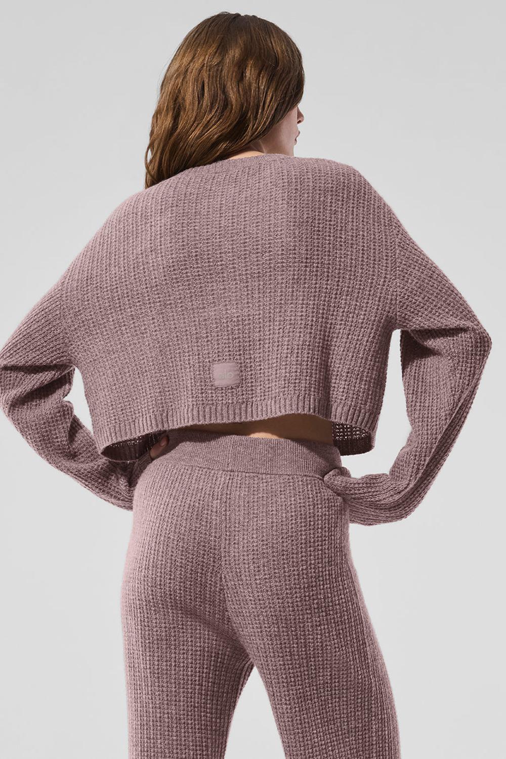 Alo Yoga Cashmere Plush Waffle Naisten Neuletakki Mushroom Heather | Suomi  8359-PUKVW