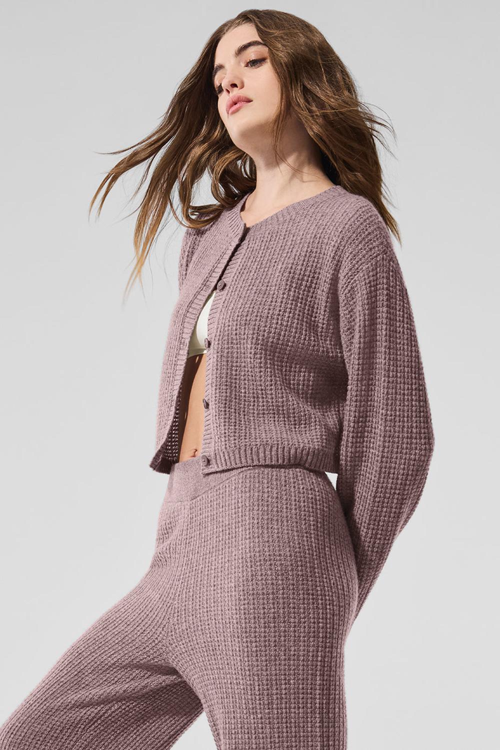 Alo Yoga Cashmere Plush Waffle Naisten Neuletakki Mushroom Heather | Suomi  8359-PUKVW