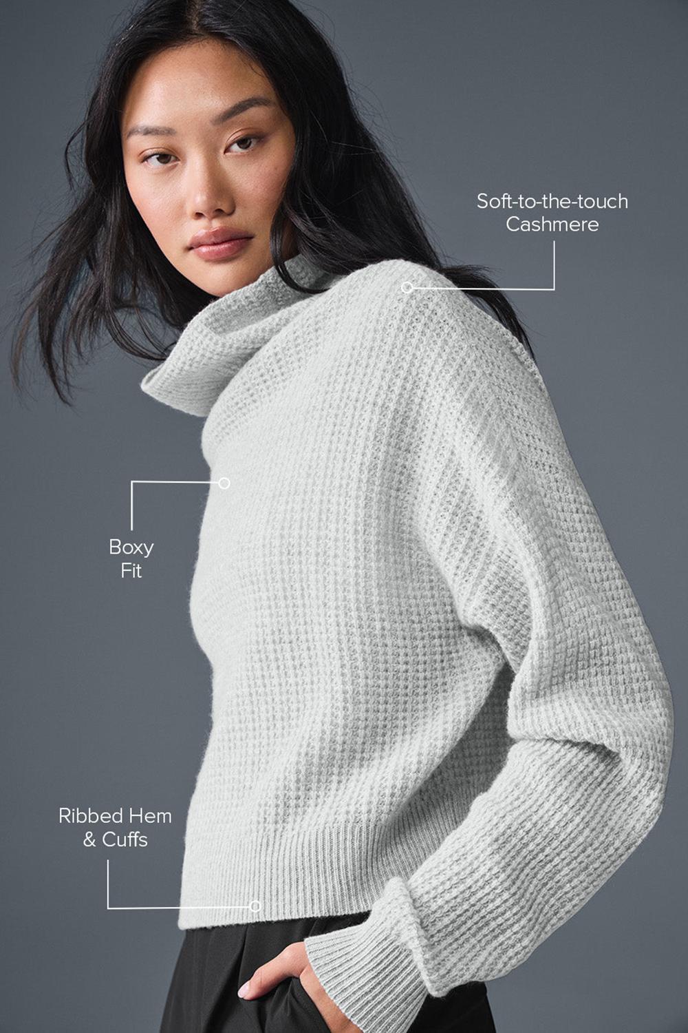 Alo Yoga Cashmere Plush Waffle Turtleneck Naisten Villapusero Harmaat | Suomi  1853-MDSLO