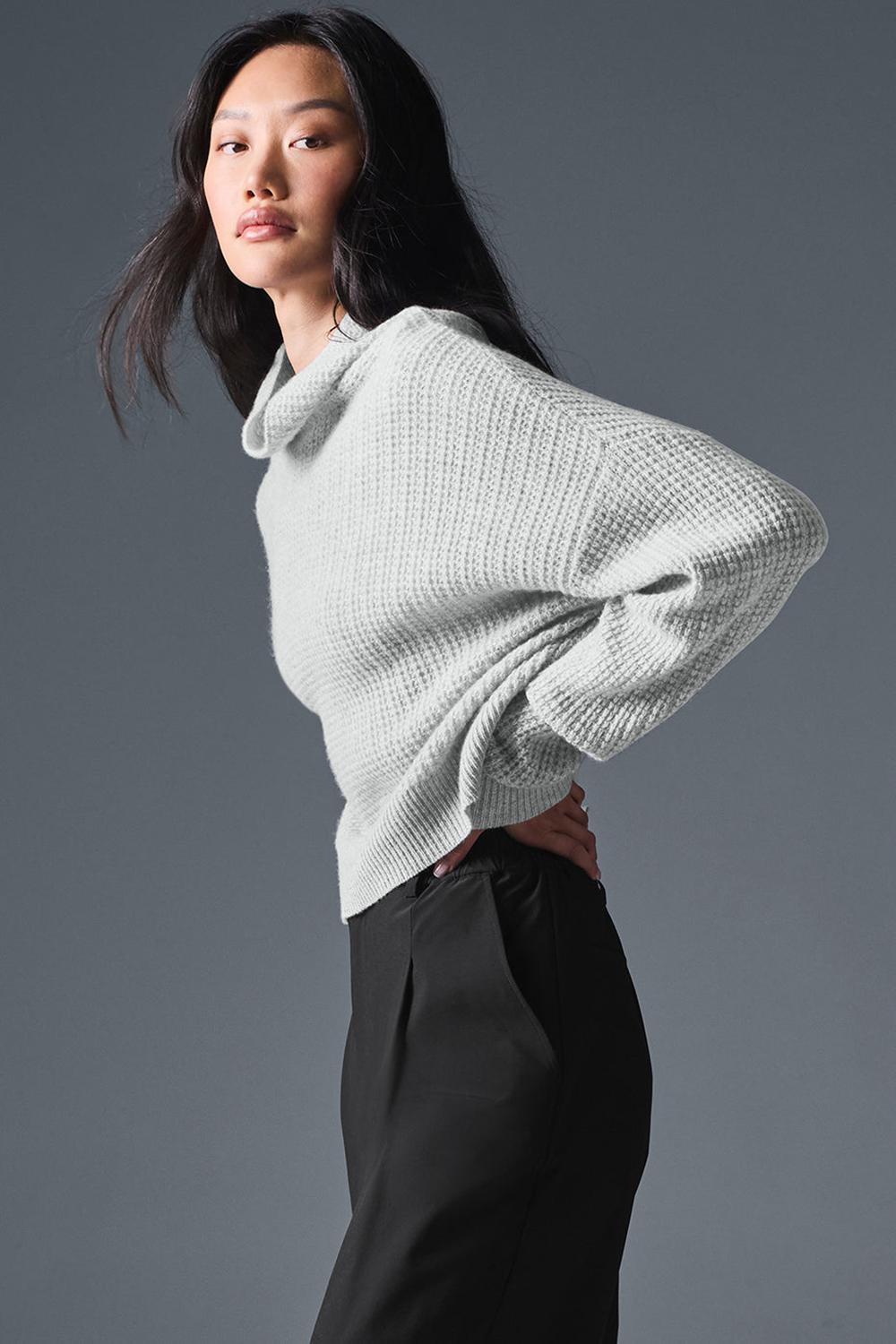 Alo Yoga Cashmere Plush Waffle Turtleneck Naisten Villapusero Harmaat | Suomi  1853-MDSLO