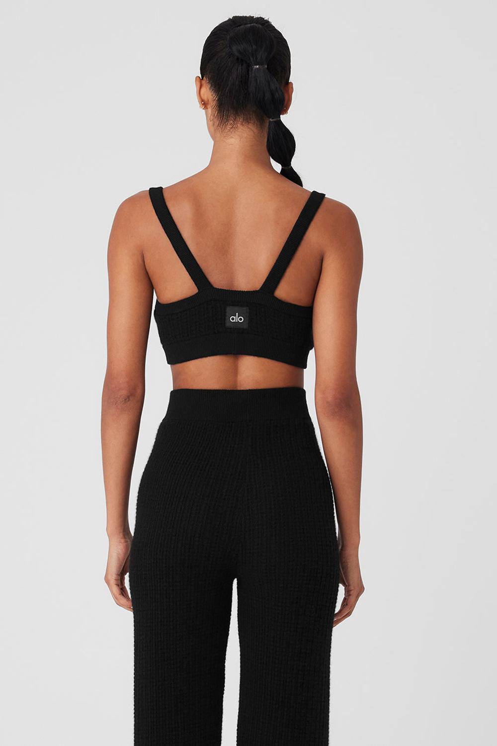 Alo Yoga Cashmere Plush Waffle V-Neck Naisten Urheiluliivi Mustat | Suomi  7562-NPWZV
