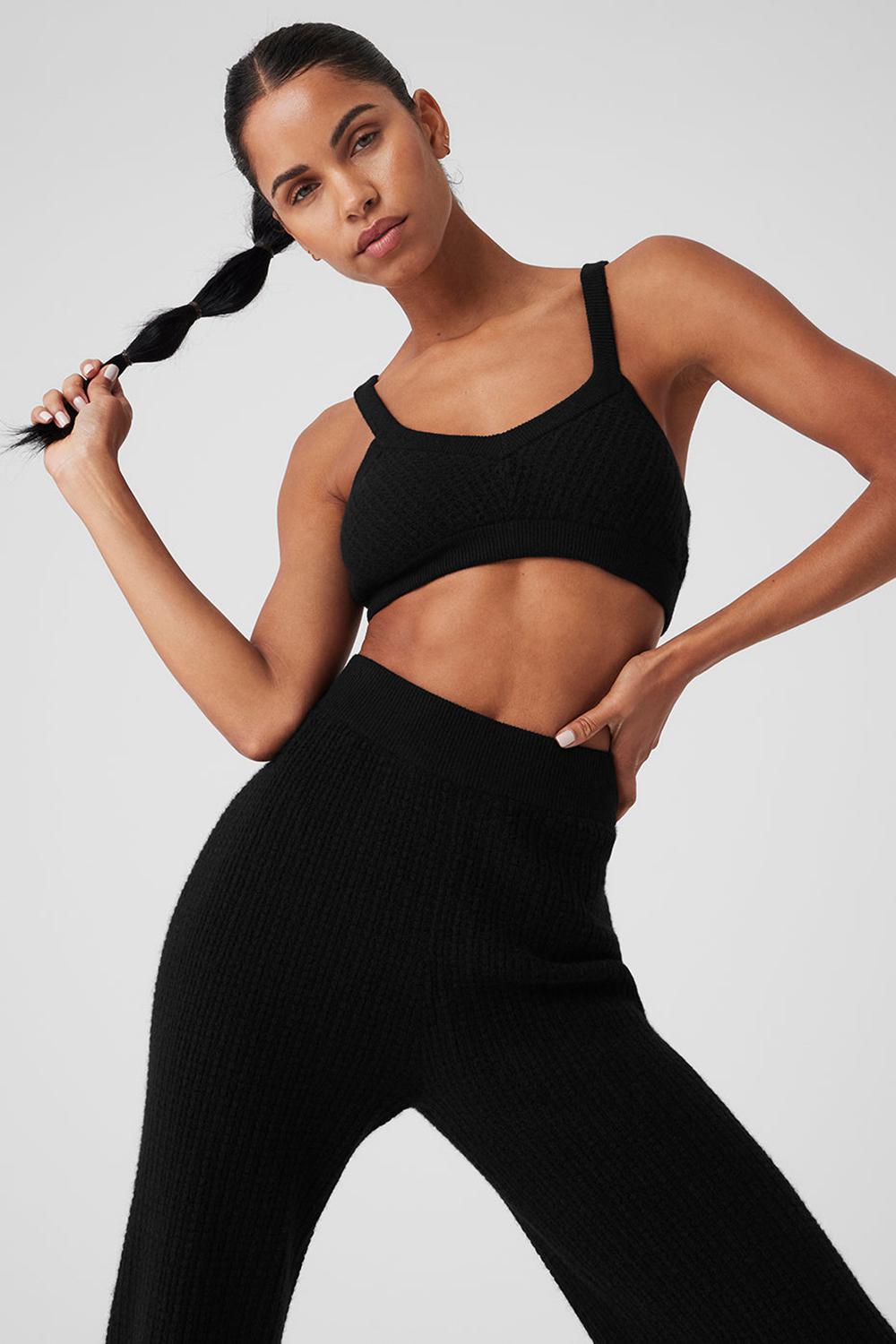 Alo Yoga Cashmere Plush Waffle V-Neck Naisten Urheiluliivi Mustat | Suomi  7562-NPWZV