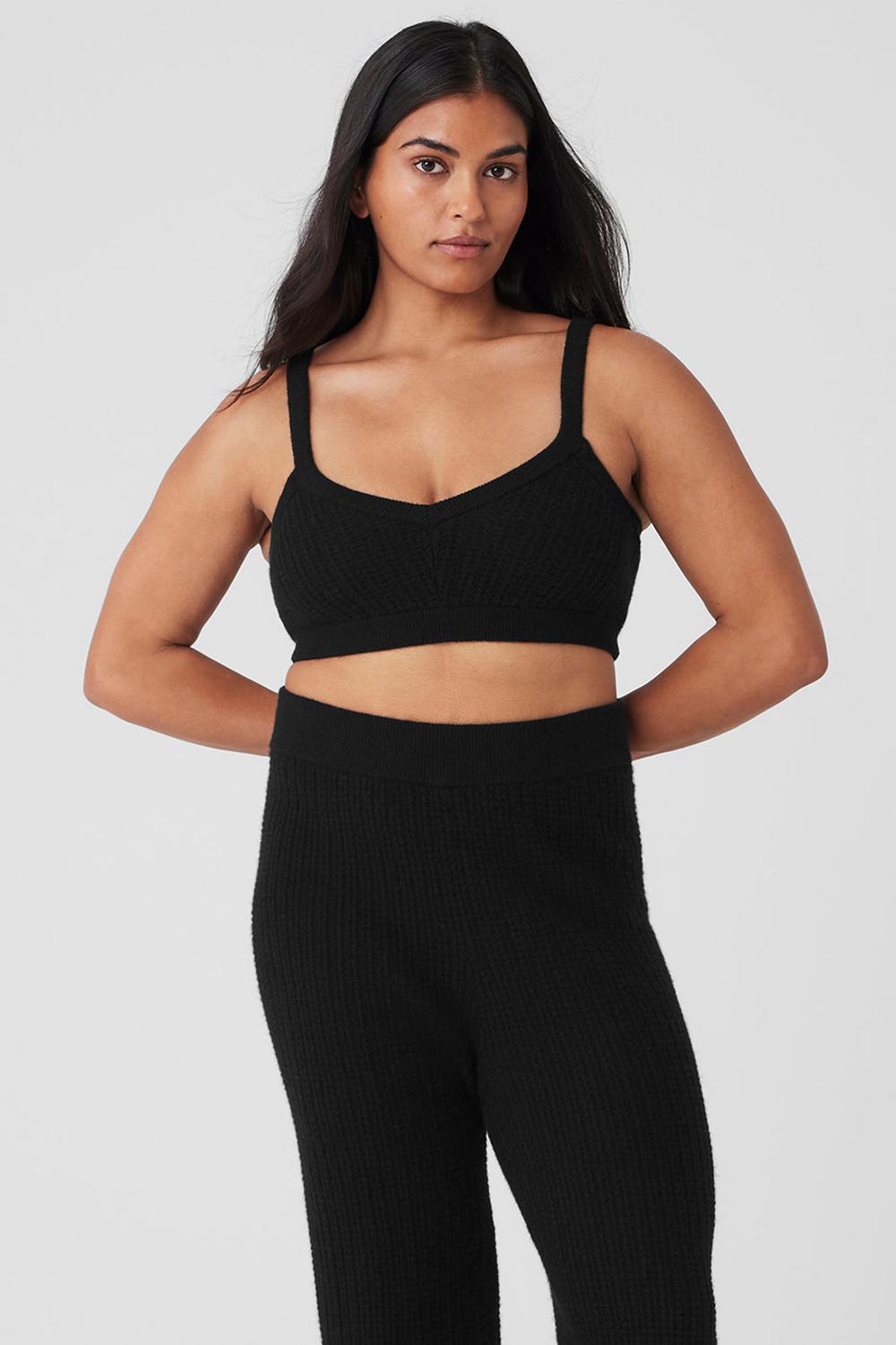Alo Yoga Cashmere Plush Waffle V-Neck Naisten Urheiluliivi Mustat | Suomi  7562-NPWZV