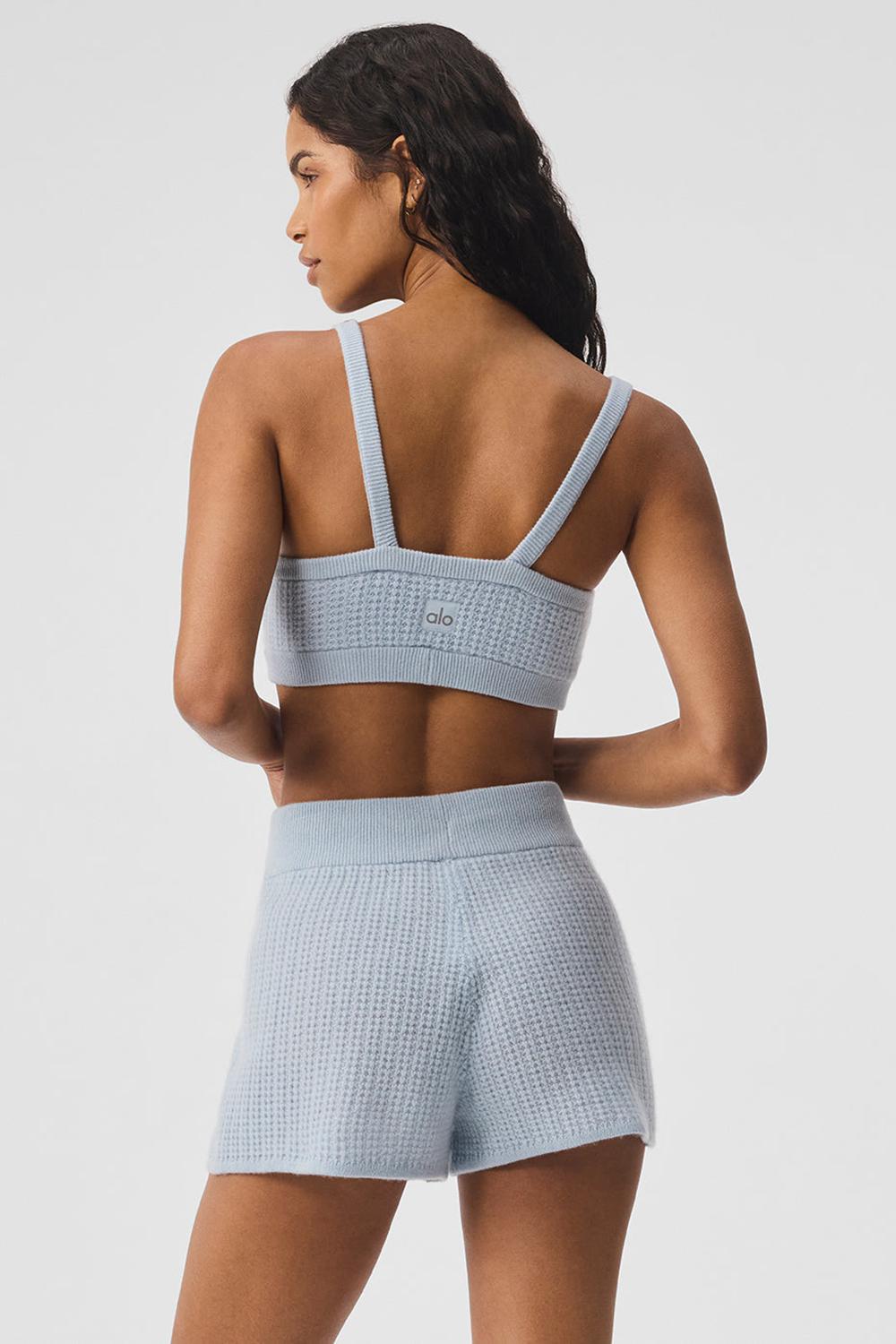 Alo Yoga Cashmere Plush Waffle V-Neck Naisten Urheiluliivi Sininen | Suomi  4906-GIDMS