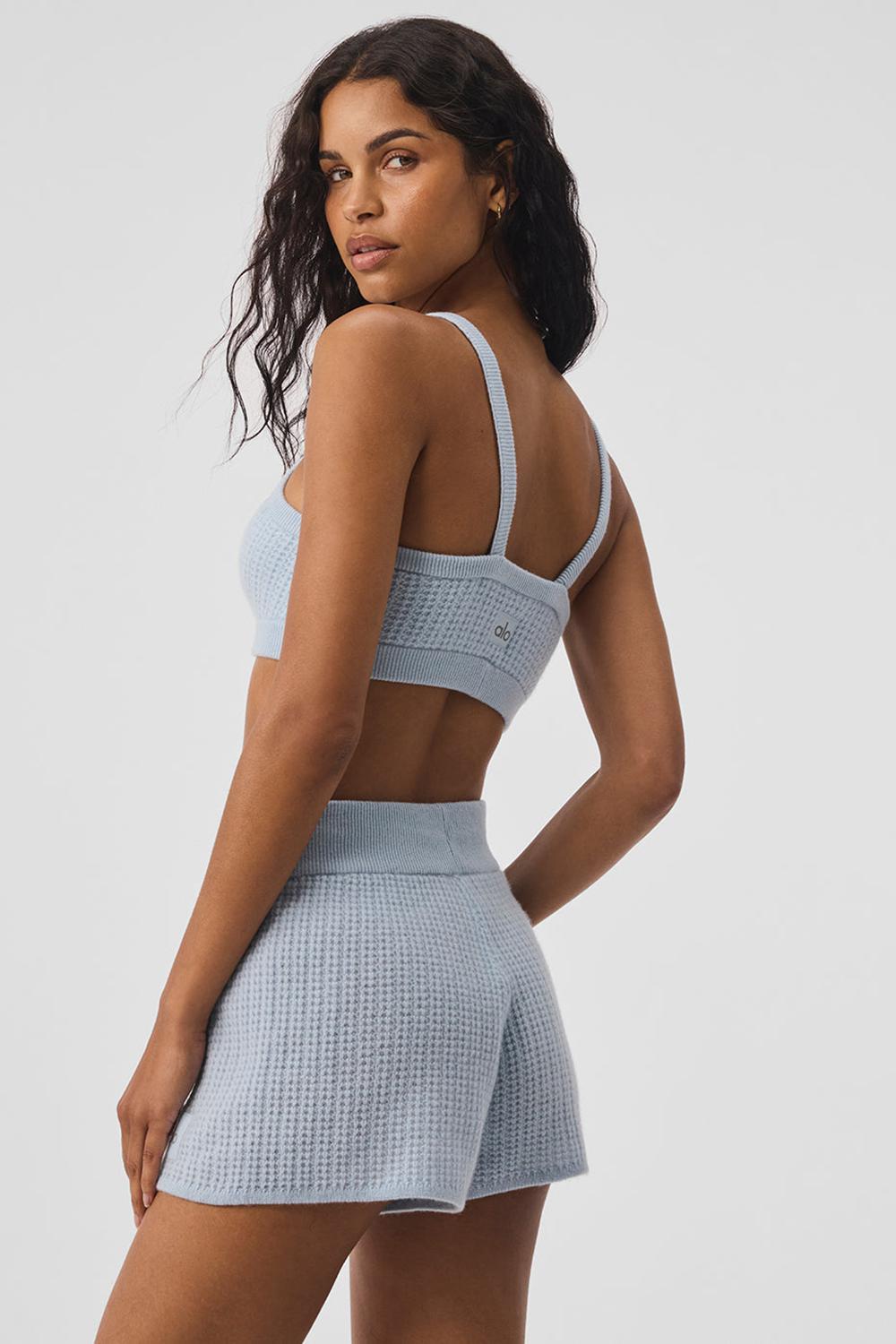 Alo Yoga Cashmere Plush Waffle V-Neck Naisten Urheiluliivi Sininen | Suomi  4906-GIDMS