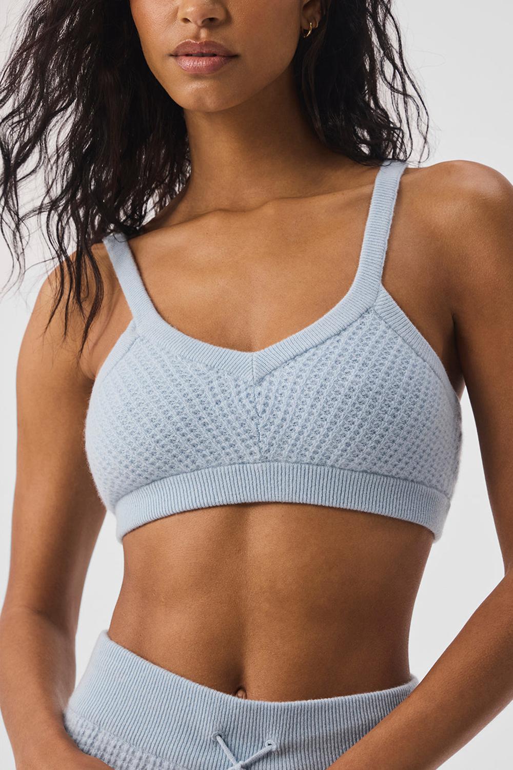 Alo Yoga Cashmere Plush Waffle V-Neck Naisten Urheiluliivi Sininen | Suomi  4906-GIDMS