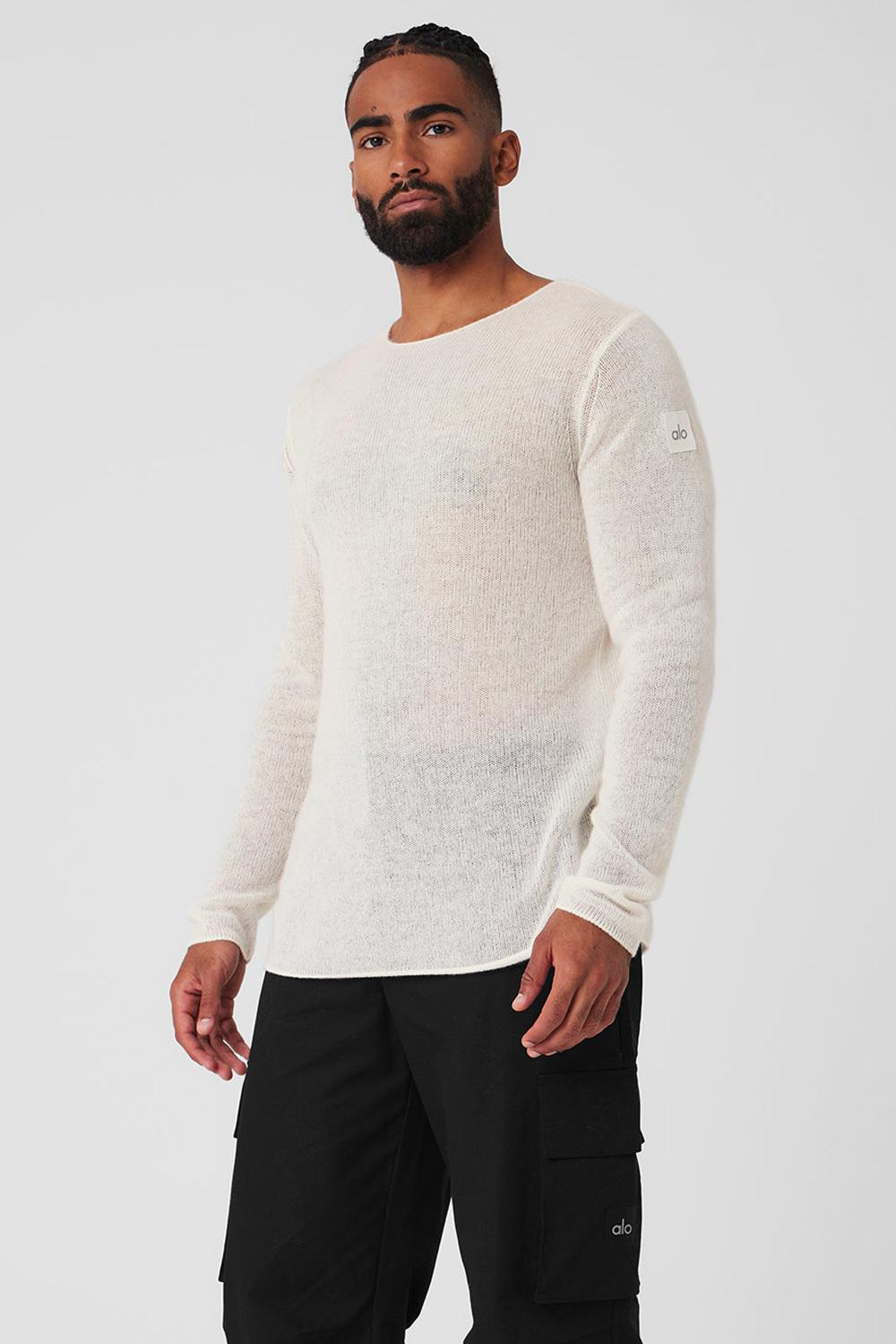 Alo Yoga Cashmere Reform Miesten Pitkähihainen Ivory | Suomi  7649-KHLQI