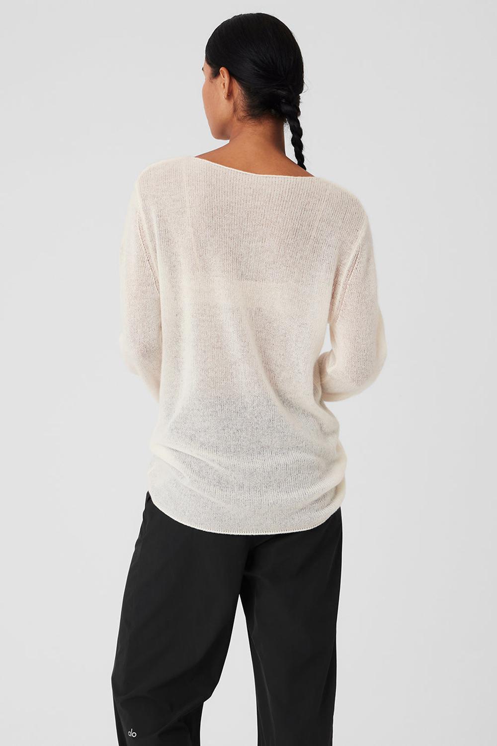 Alo Yoga Cashmere Reform Naisten Pitkähihainen Ivory | Suomi  1983-LNWYT