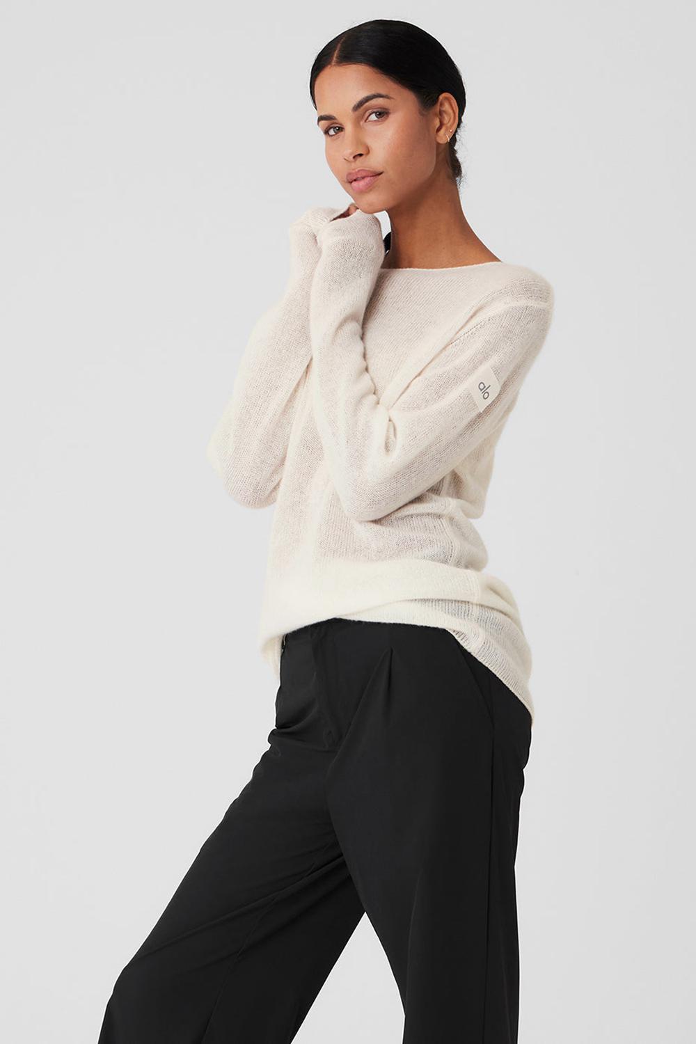 Alo Yoga Cashmere Reform Naisten Pitkähihainen Ivory | Suomi  1983-LNWYT