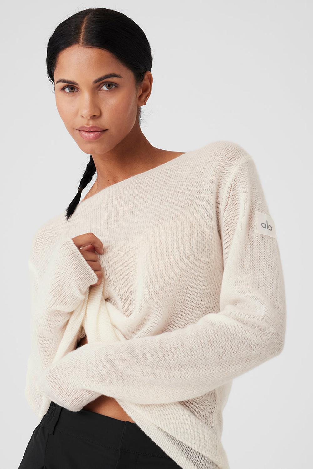 Alo Yoga Cashmere Reform Naisten Pitkähihainen Ivory | Suomi  1983-LNWYT