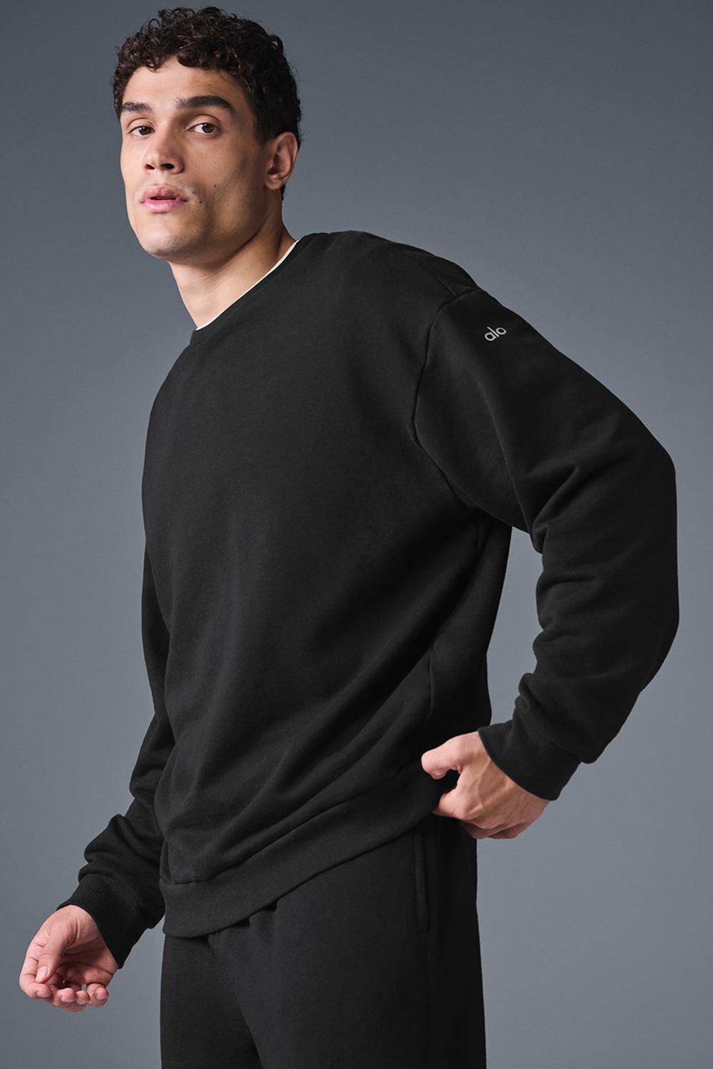 Alo Yoga Chill Crew Neck Miesten Villapusero Mustat | Suomi  5236-WMCZX