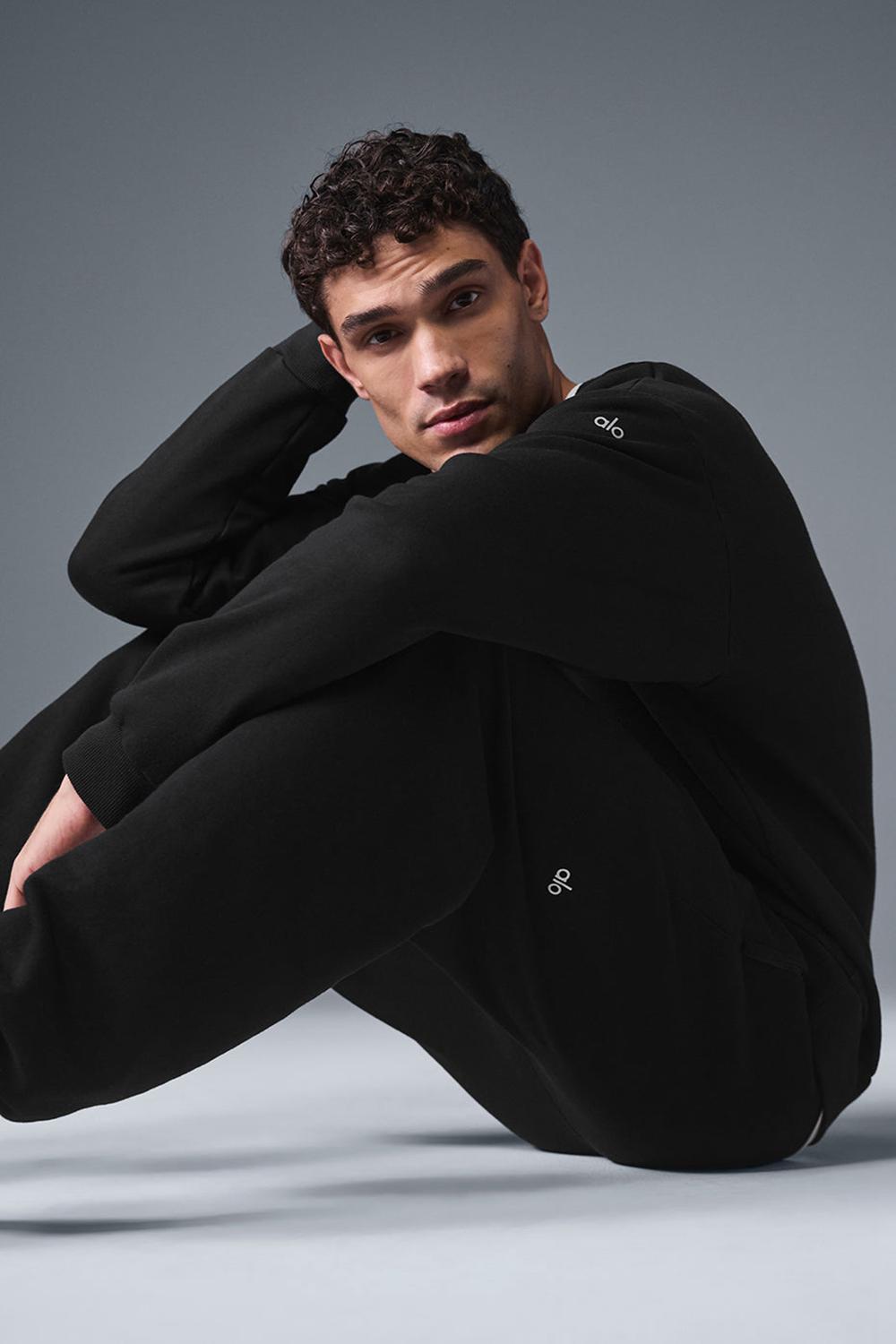 Alo Yoga Chill Crew Neck Miesten Villapusero Mustat | Suomi  5236-WMCZX