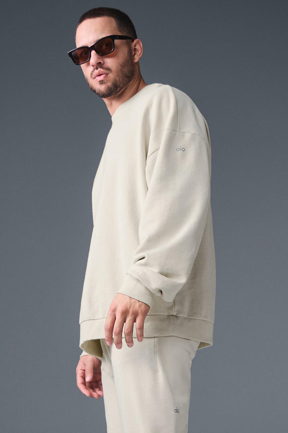 Alo Yoga Chill Crew Neck Miesten Villapusero Bone | Suomi  9430-RCVOQ