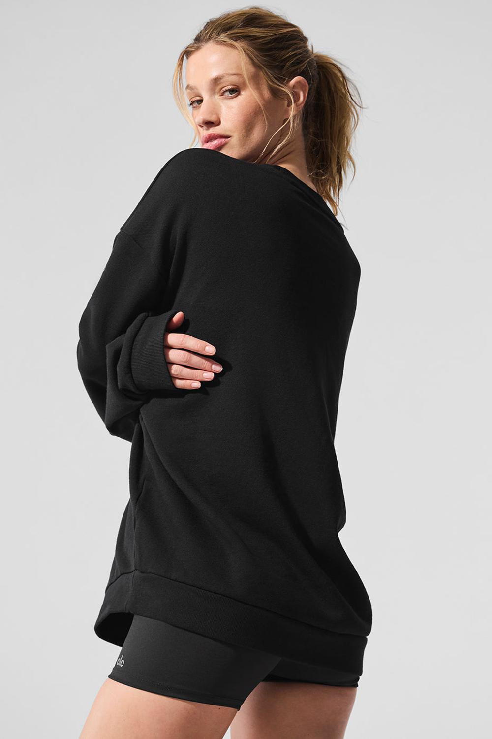 Alo Yoga Chill Crew Neck Naisten Villapusero Mustat | Suomi  1928-LRFET