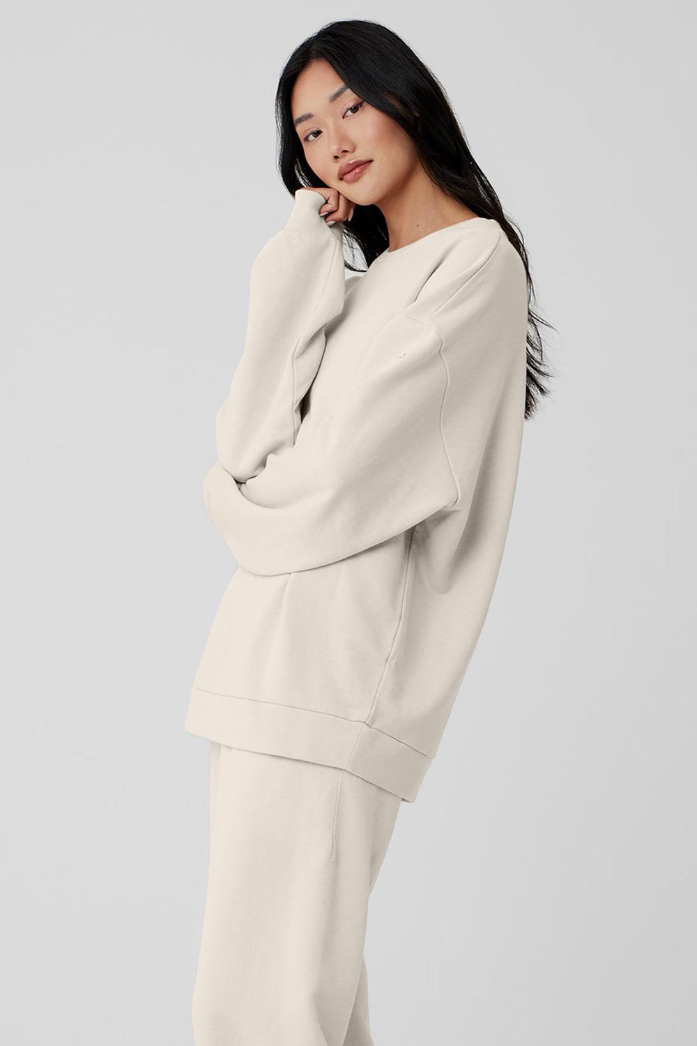Alo Yoga Chill Crew Neck Naisten Villapusero Bone | Suomi  2308-WAIVR