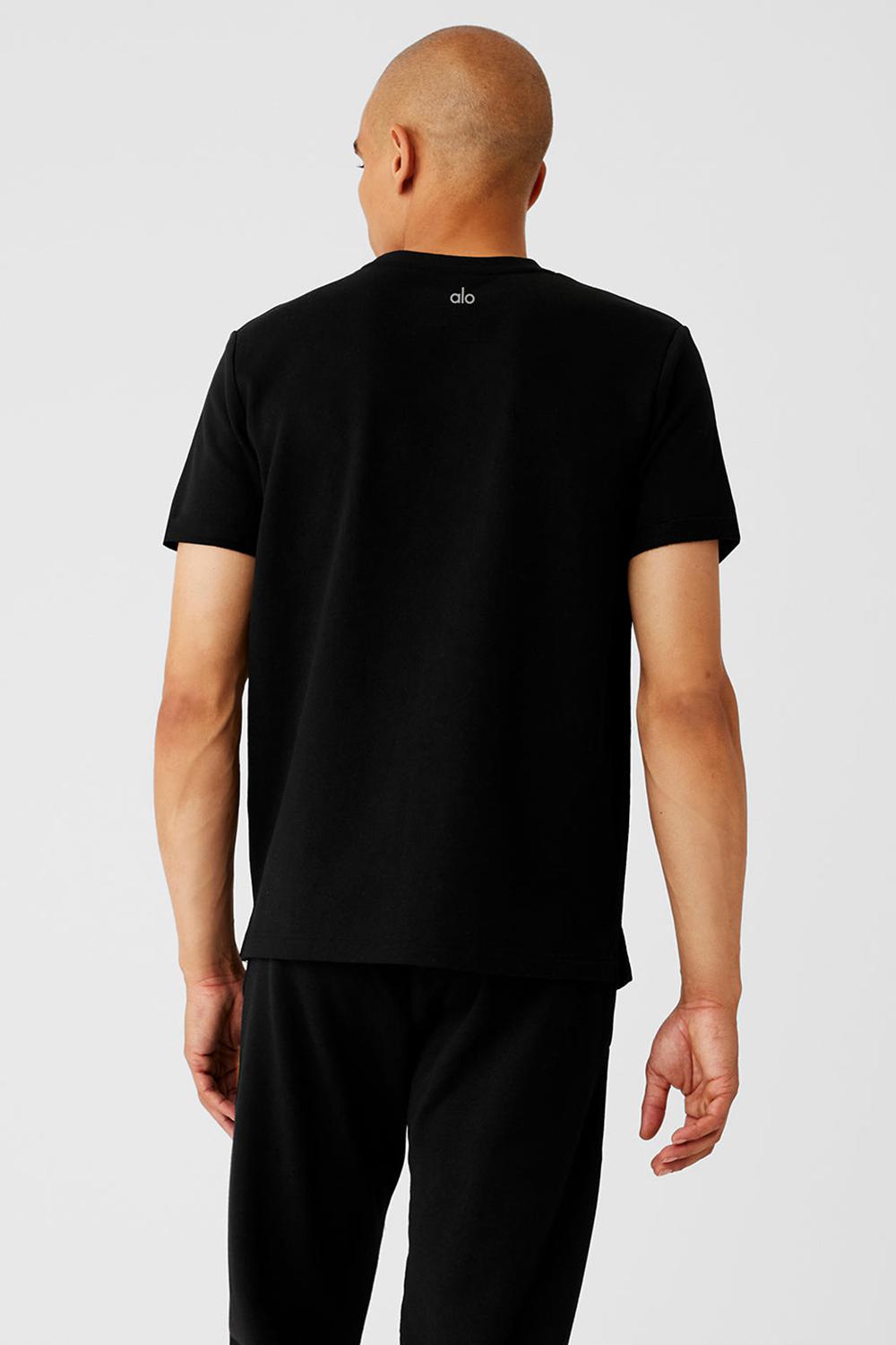 Alo Yoga Chill Miesten Short Sleeve Mustat | Suomi  4589-FODGA