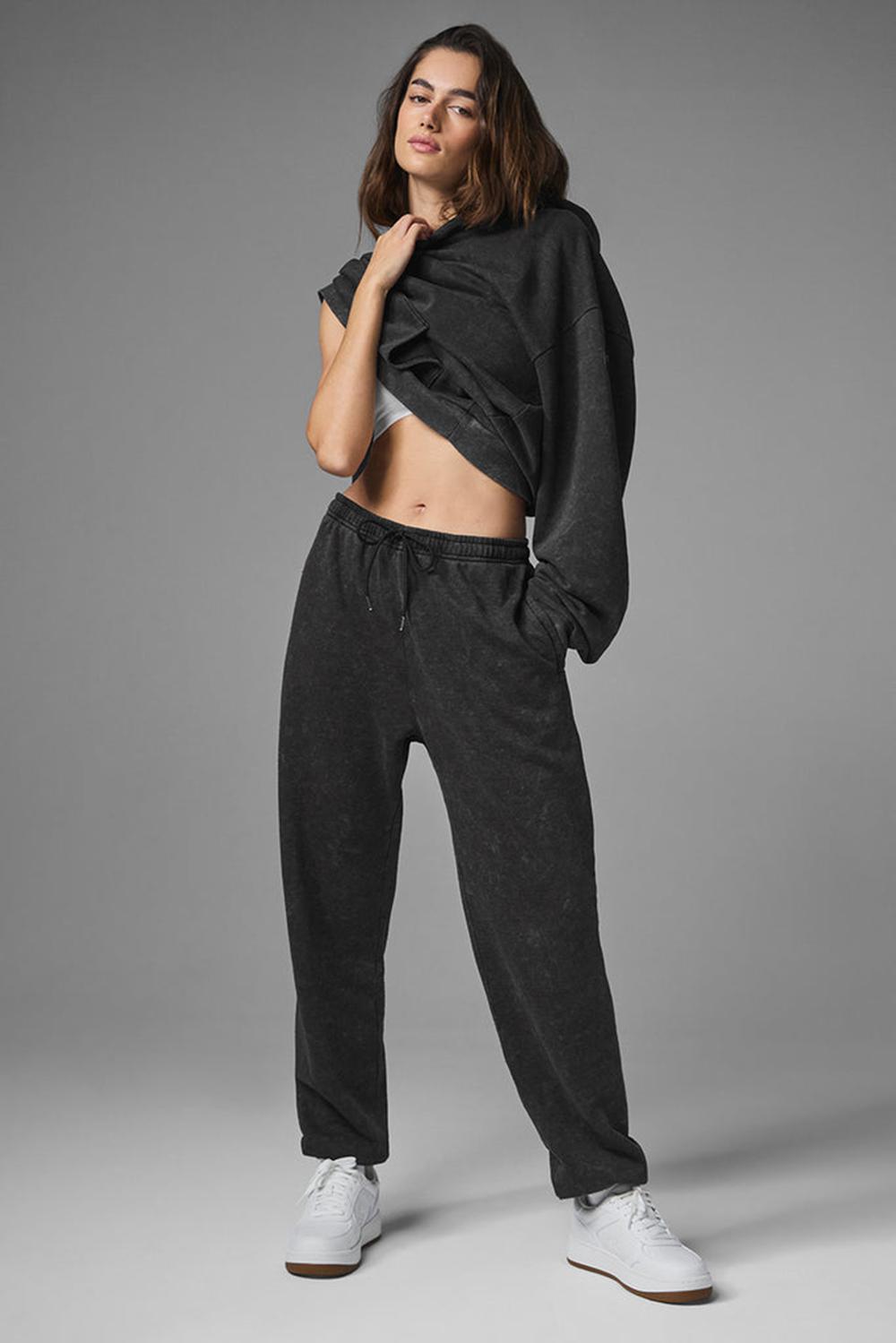 Alo Yoga Chill Vintage Wash Naisten Collegehousut Mustat Pesu | Suomi  5142-ZKQBS