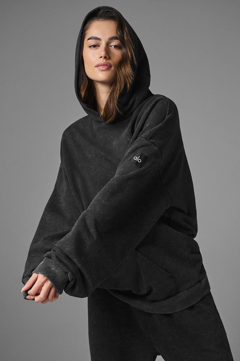 Alo Yoga Chill Vintage Wash Naisten Huppari Mustat Pesu | Suomi  0729-HMUTY