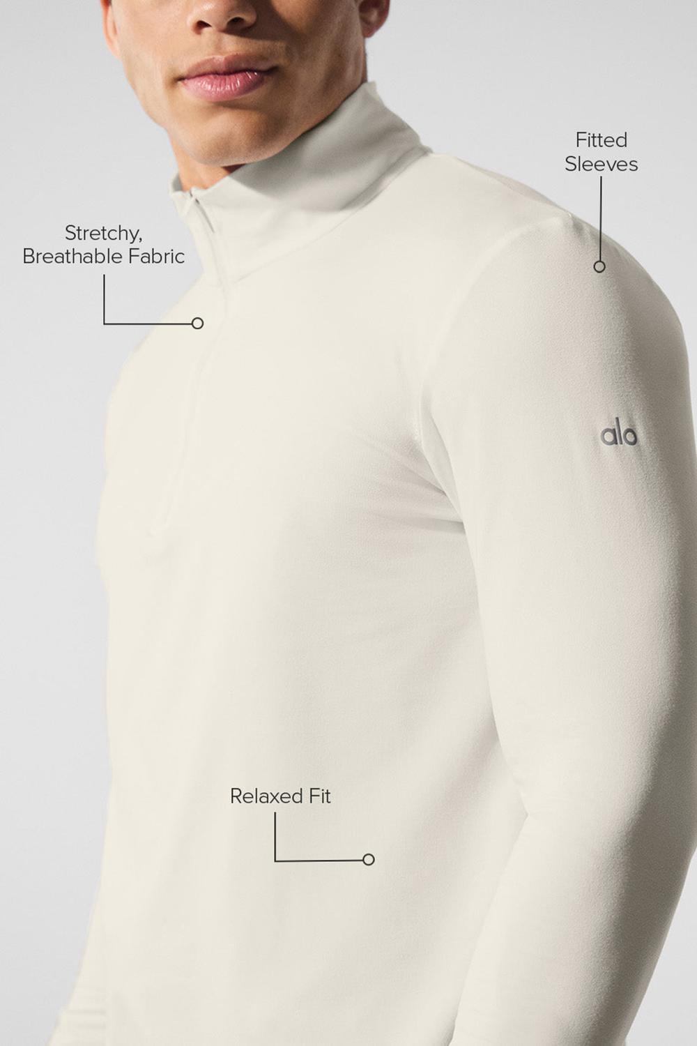 Alo Yoga Conquer 1/4 Zip Reform Miesten Pitkähihainen Bone | Suomi  6083-HRGDB
