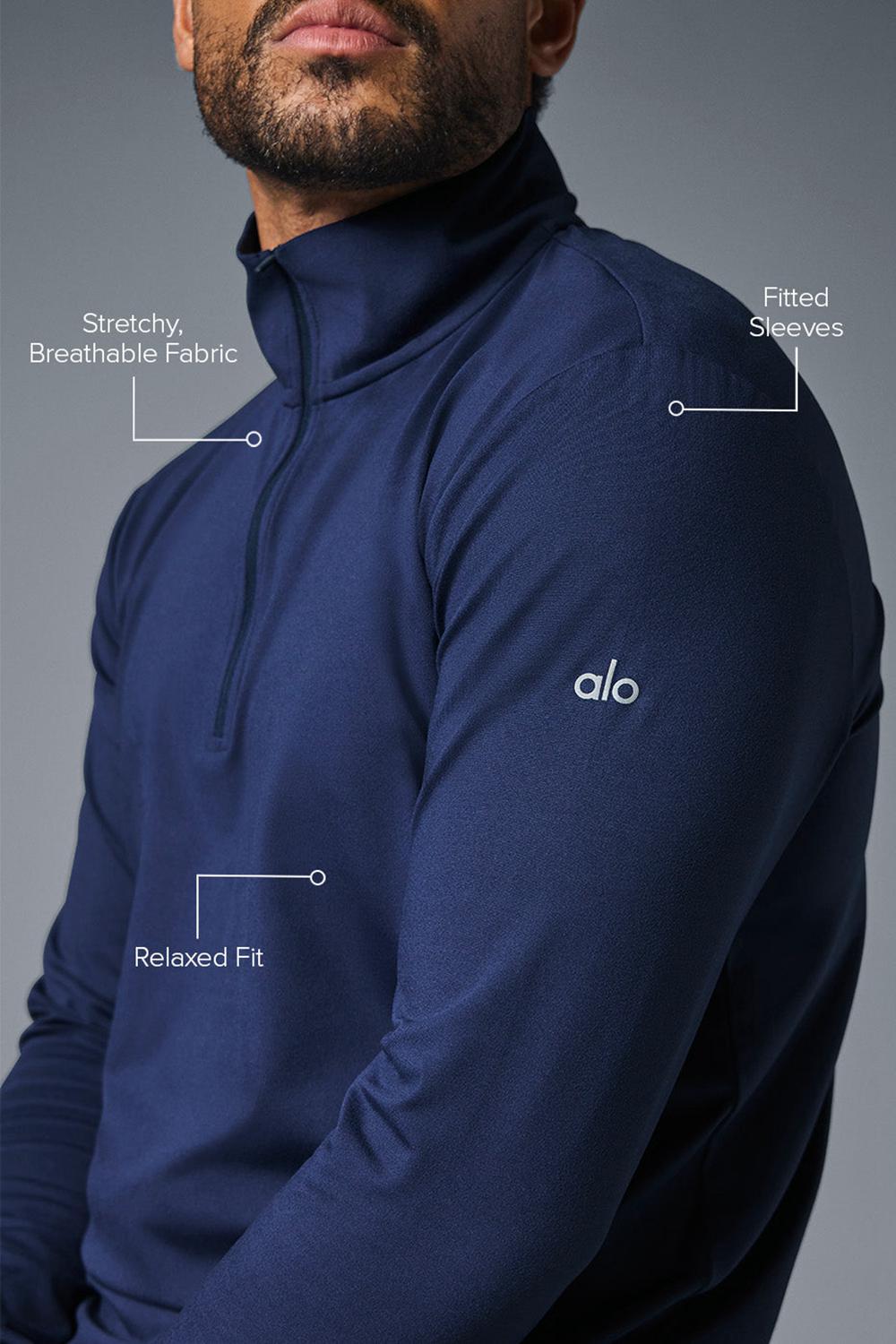 Alo Yoga Conquer 1/4 Zip Reform Miesten Pitkähihainen Laivastonsininen | Suomi  9067-CXWSM