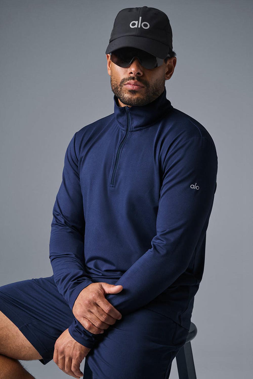Alo Yoga Conquer 1/4 Zip Reform Miesten Pitkähihainen Laivastonsininen | Suomi  9067-CXWSM