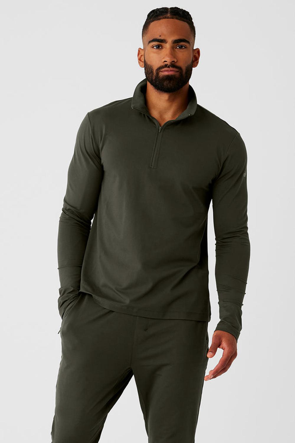Alo Yoga Conquer 1/4 Zip Reform Miesten Pitkähihainen Vihreä | Suomi  6930-HIBTY