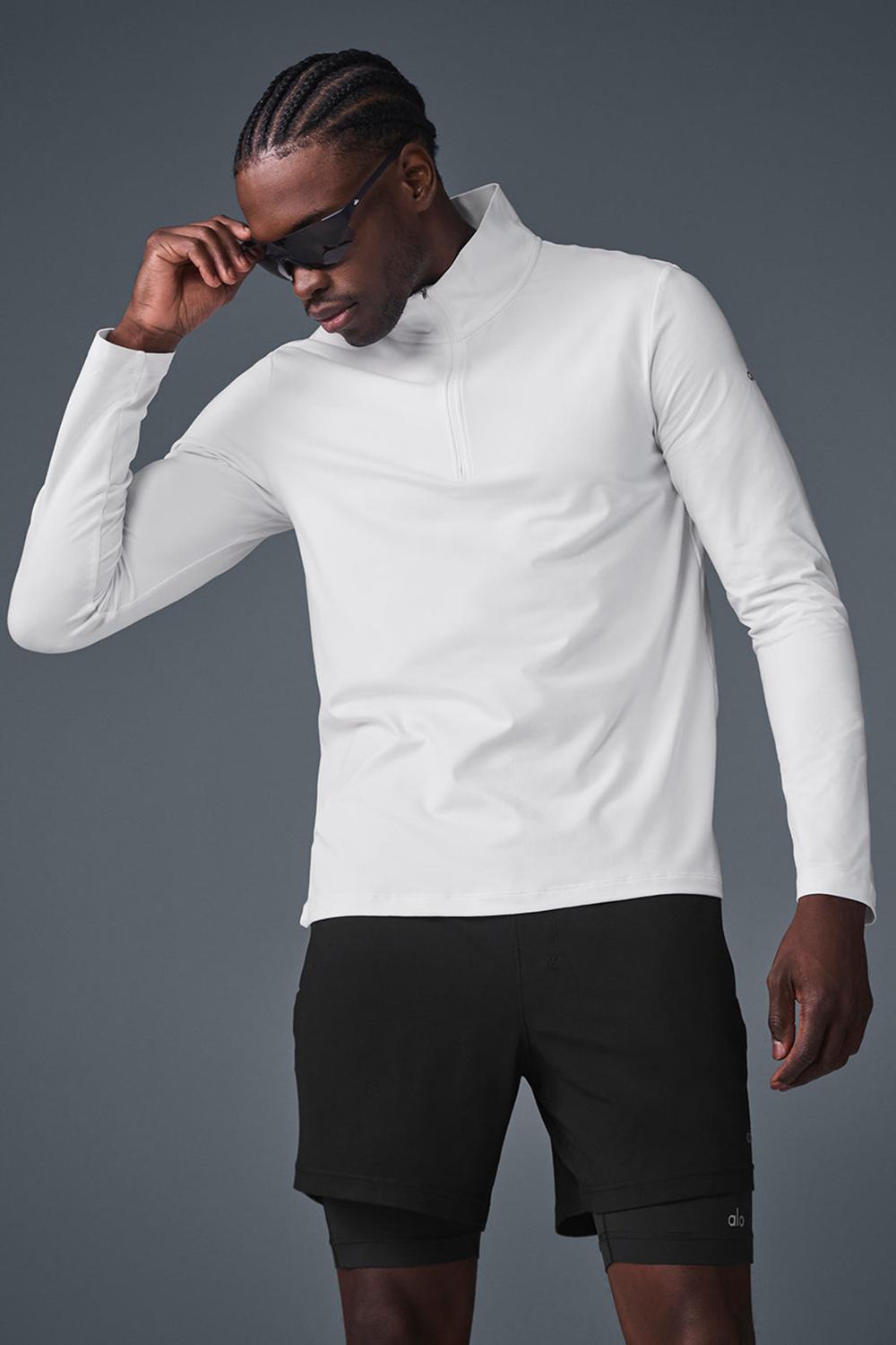 Alo Yoga Conquer 1/4 Zip Reform Miesten Pitkähihainen Valkoinen | Suomi  8213-LFSCA