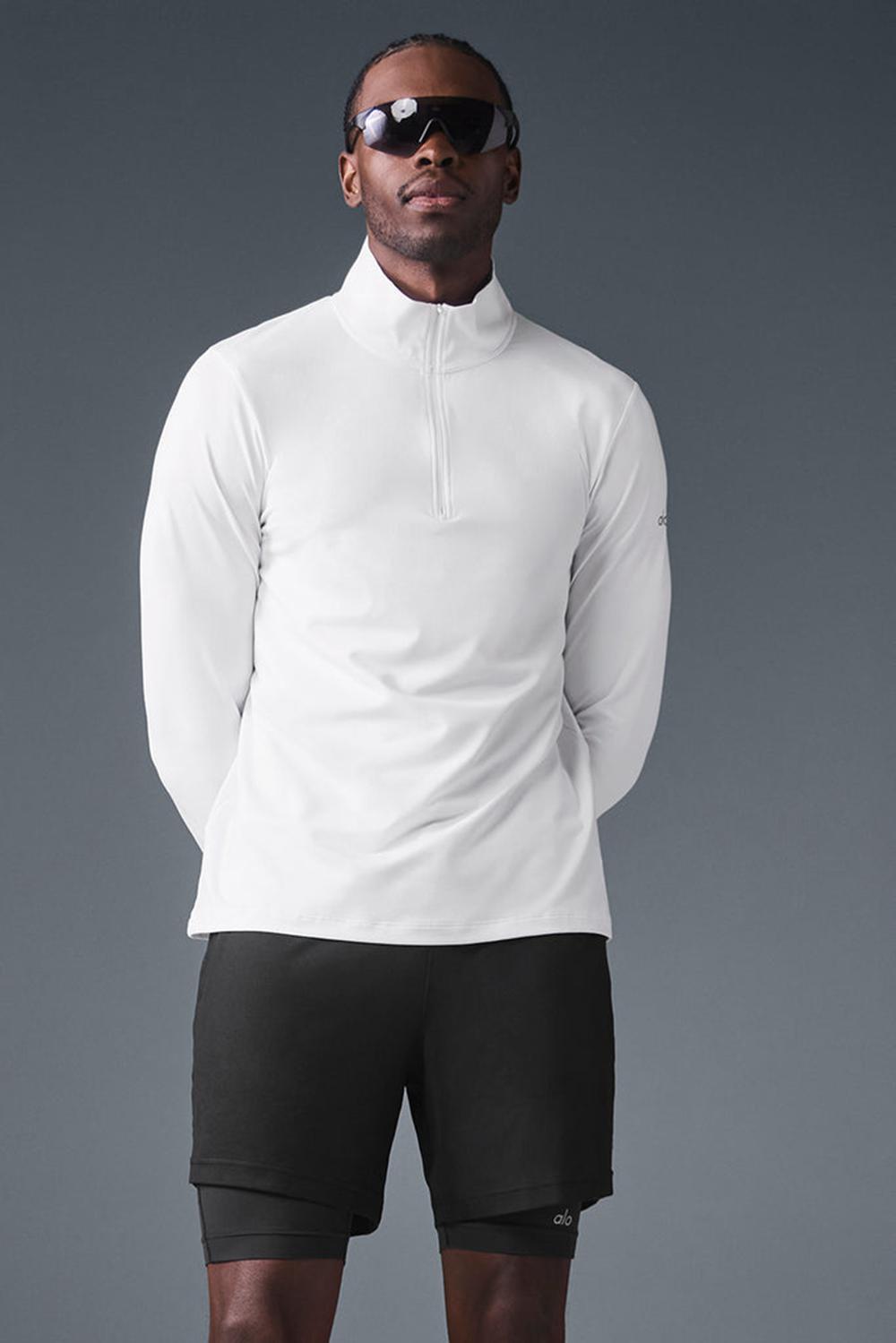 Alo Yoga Conquer 1/4 Zip Reform Miesten Pitkähihainen Valkoinen | Suomi  8213-LFSCA